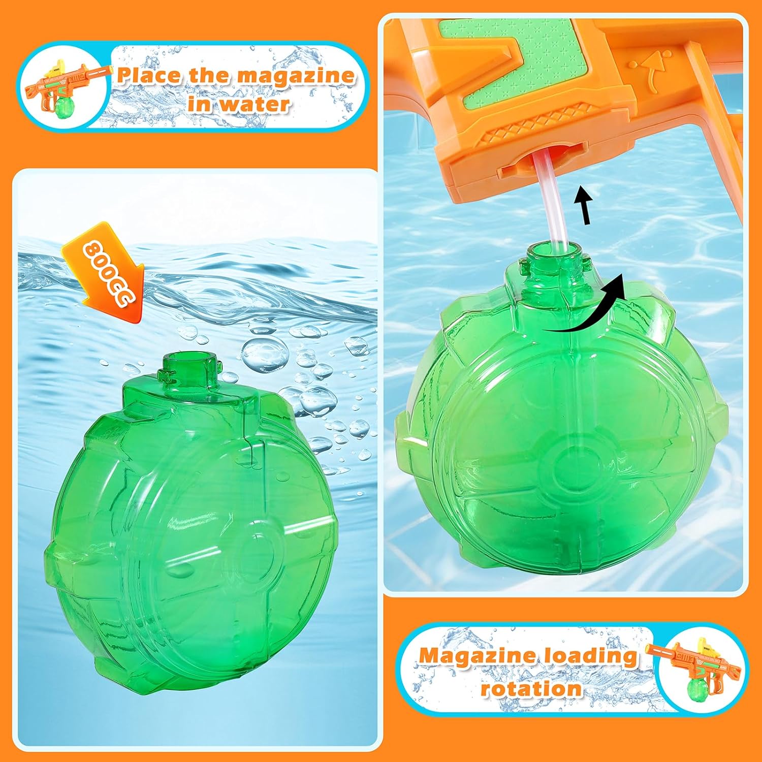 Electric Water Gun, Ultimate Battle Blaster Water Guns with Realistic Gun Muzzle Flame High Capacity Automatic Squirt Guns Summer Outdoor Beach Swimming Pool Party Toy for Adult Kids