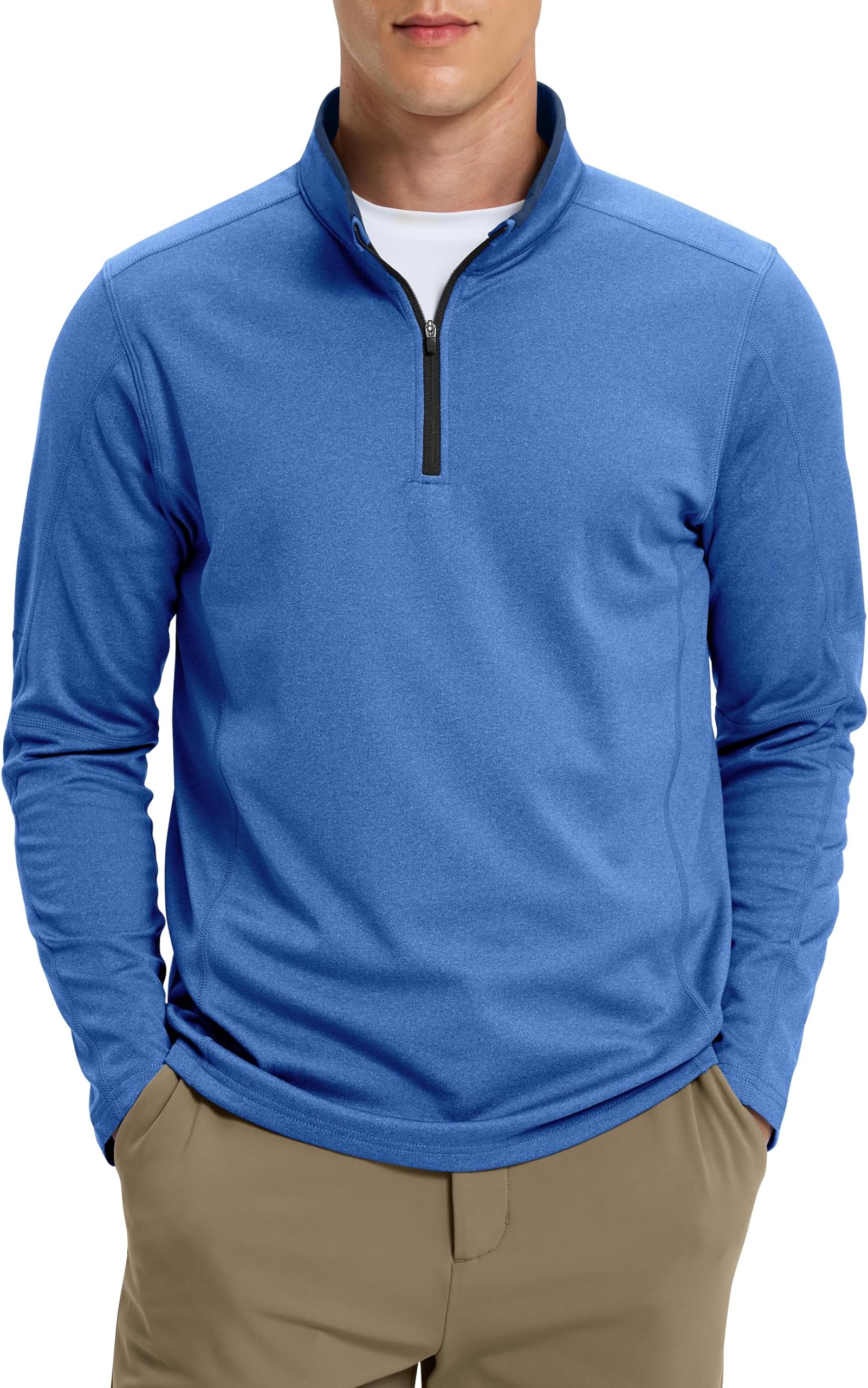 Quarter Zip Pullover for Men Fleece Lined Sweatshirt Long Sleeve Winter Golf Shirt Mock Neck Polo Running Sweater