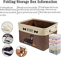 Vista 4 de xrlsg Cesta de almacenamiento personalizada de juguetes para perros, plegable con nombre de mascota, caja de almacenamiento rectangular