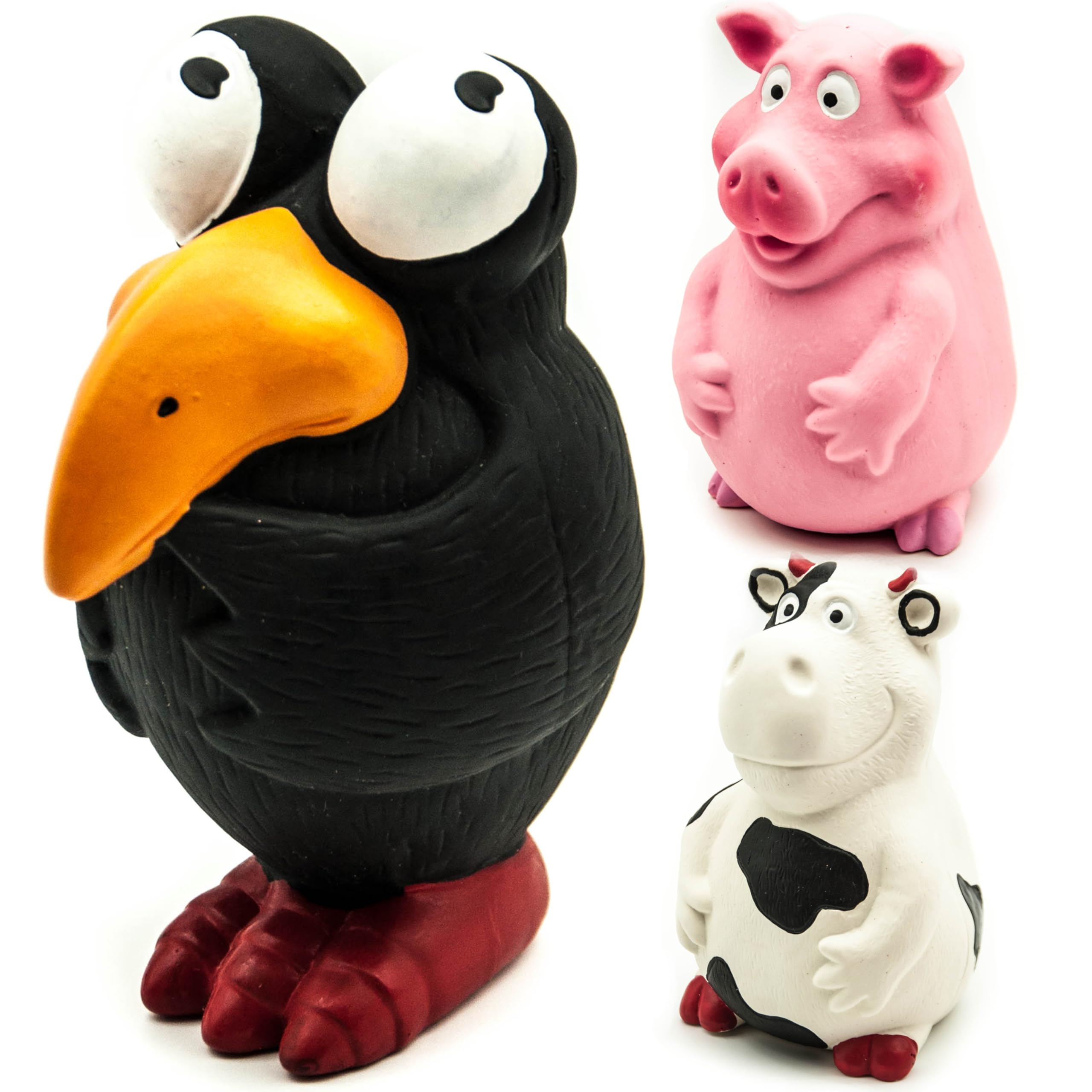 Petopedia 1x 15cm Long Squeaky Dog Toy โ LATEX Rubber Pigs, Cows, Penguins โ Interactive Toys for Boredom โ Honking Squeak, Fetch, Chew โ Small & Medium Dogs Presents (Penguin, 6 inches)