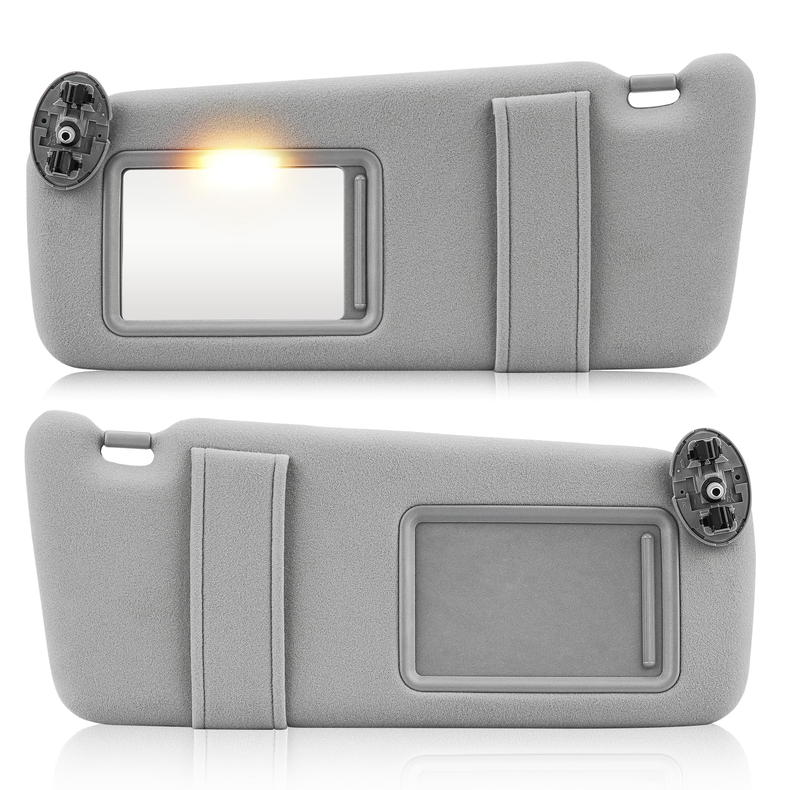 Left & Right Sides Sun Visor for 2007-2011 Toyota Camry Without sunroof, Driver & Passenger Sides Gray Sun Visor Without Light Replacement 74310-06750-E0, 74320-06780-B0, 1 Pair