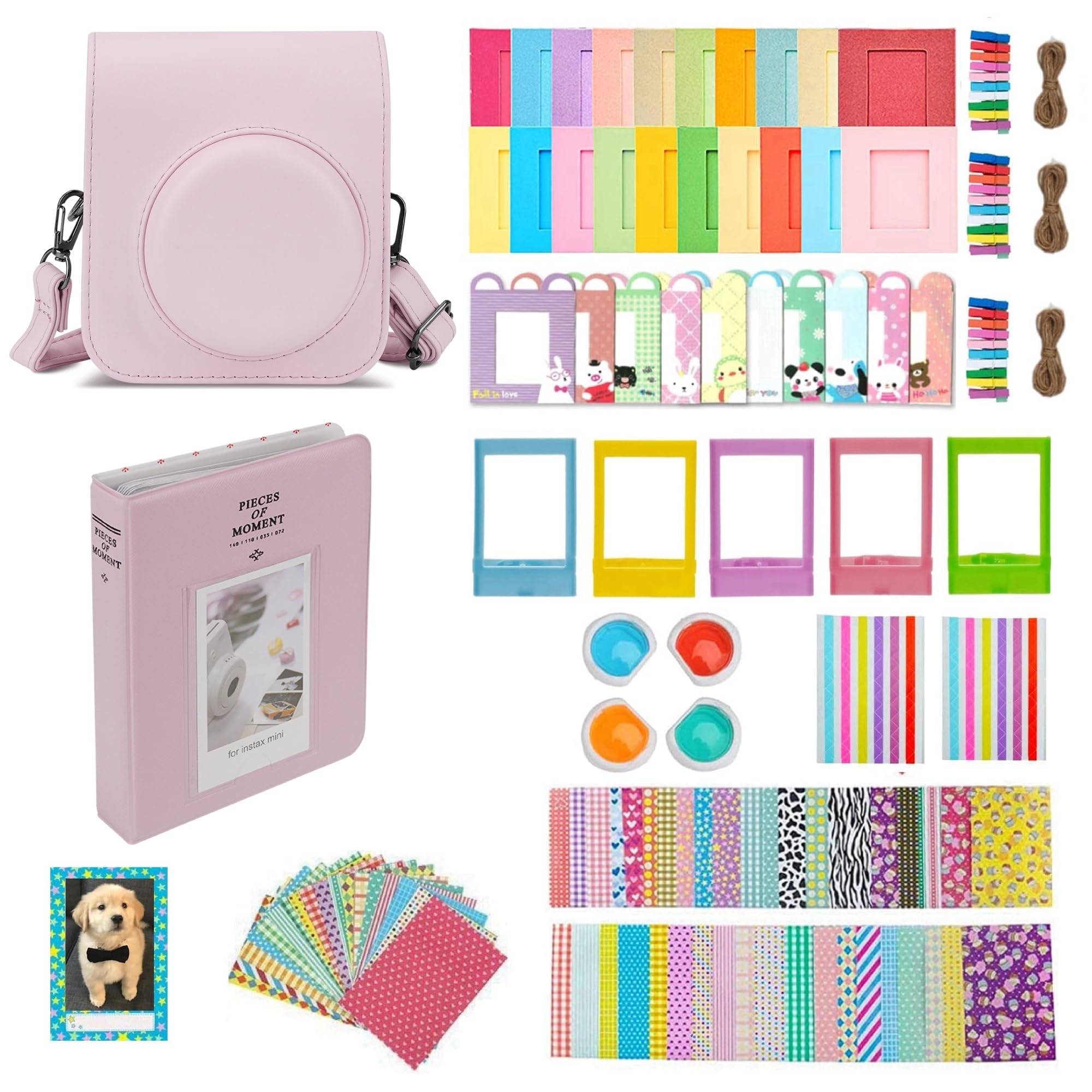 Set di accessori per fotocamera istantanea Mini 12, custodia per fotocamera Instax Mini 12 con album fotografico a 64 tasche e cornici per foto/cornici decorative da parete/adesivi per