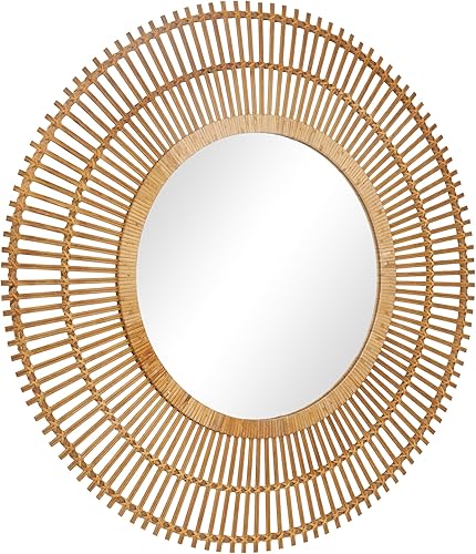 Vista 16 de Deco 79 Espejo de pared de ratán hecho a mano, espejo de entrada tejido, espejo montado en la pared 31 x 3 x 31 pulgadas, marrón