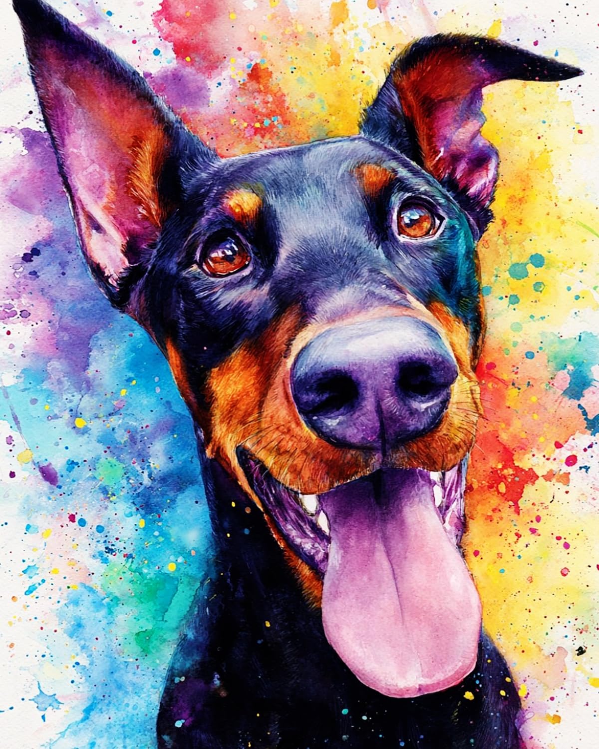 Liubaishi Multicolour Paint By Numbers For Adults, Rainbow Laughing Dog, 40X50 Cm Acrylic Canvas Painting Kit