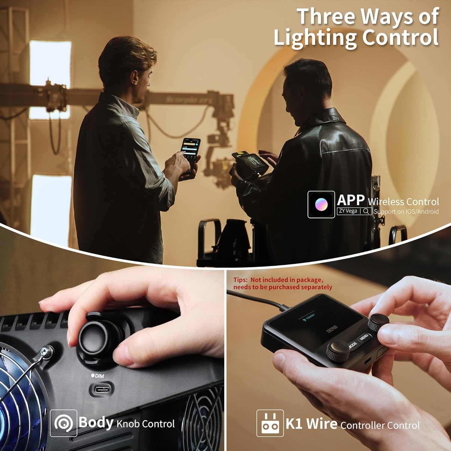 ZHIYUN MOLUS B500 500W COB LED Video Light [Official] 2700K-6500K CRI 95+ TLCI 97+ 76400 Lux/1M App Control 13 Scene Effects Bowens Mount Silent Continuous Output Lighting for Photography Studio Light