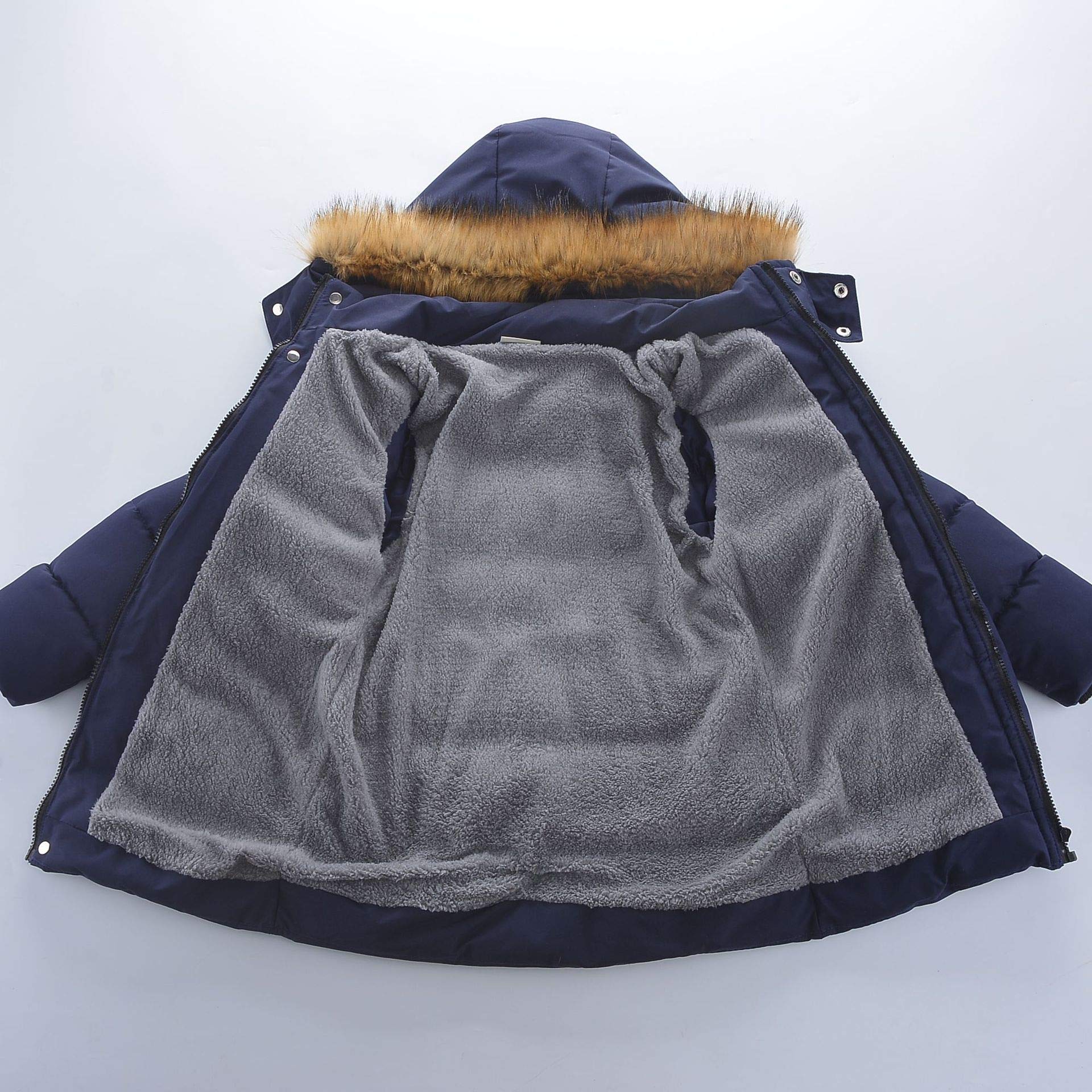 Chaqueta Niños Invierno Abrigo de Plumas con Capucha Ropa Piel sintética Jacket Parka Felpa acolchada Cálidos