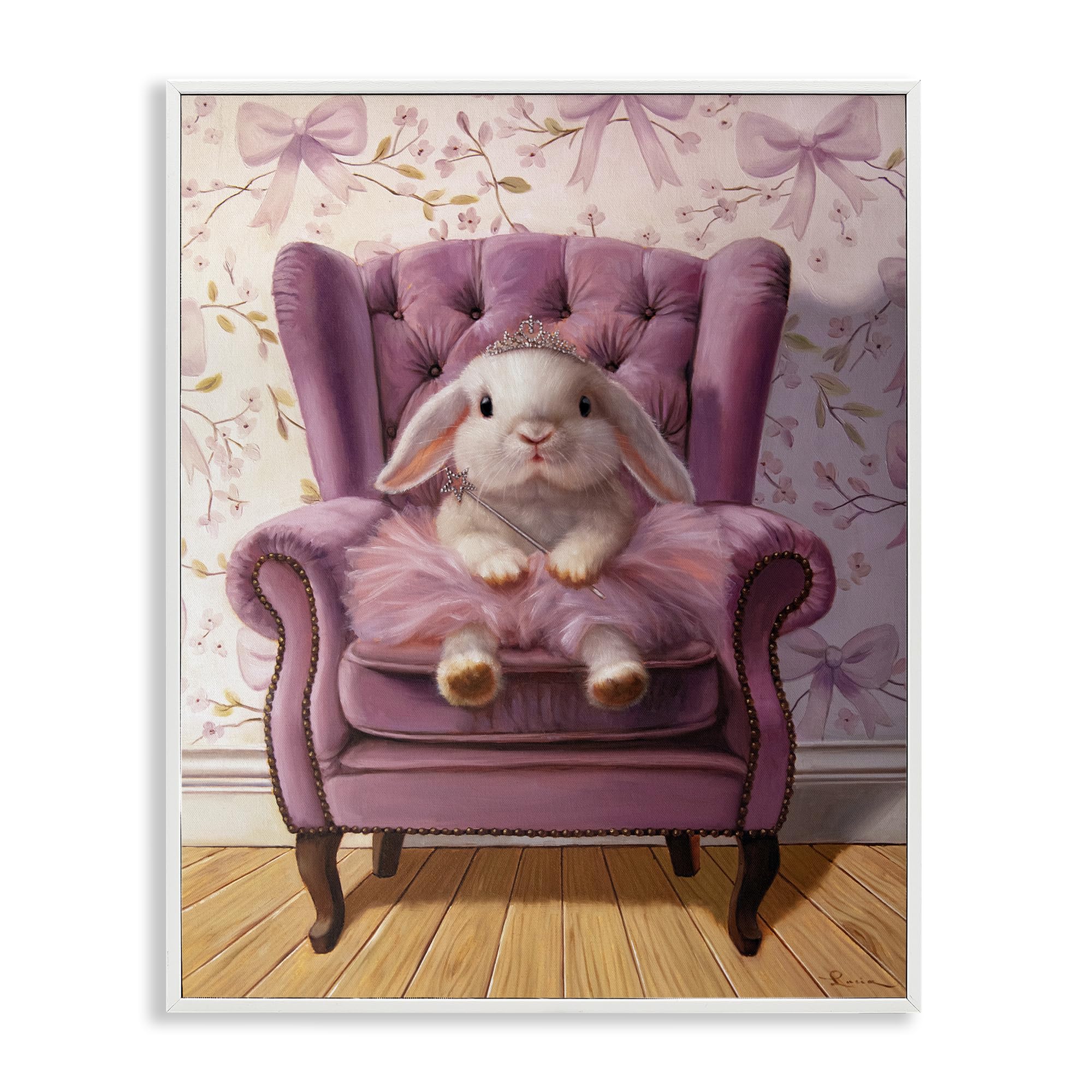 Poster encadré princesse lapin rose Lucia Heffernan art animalier original