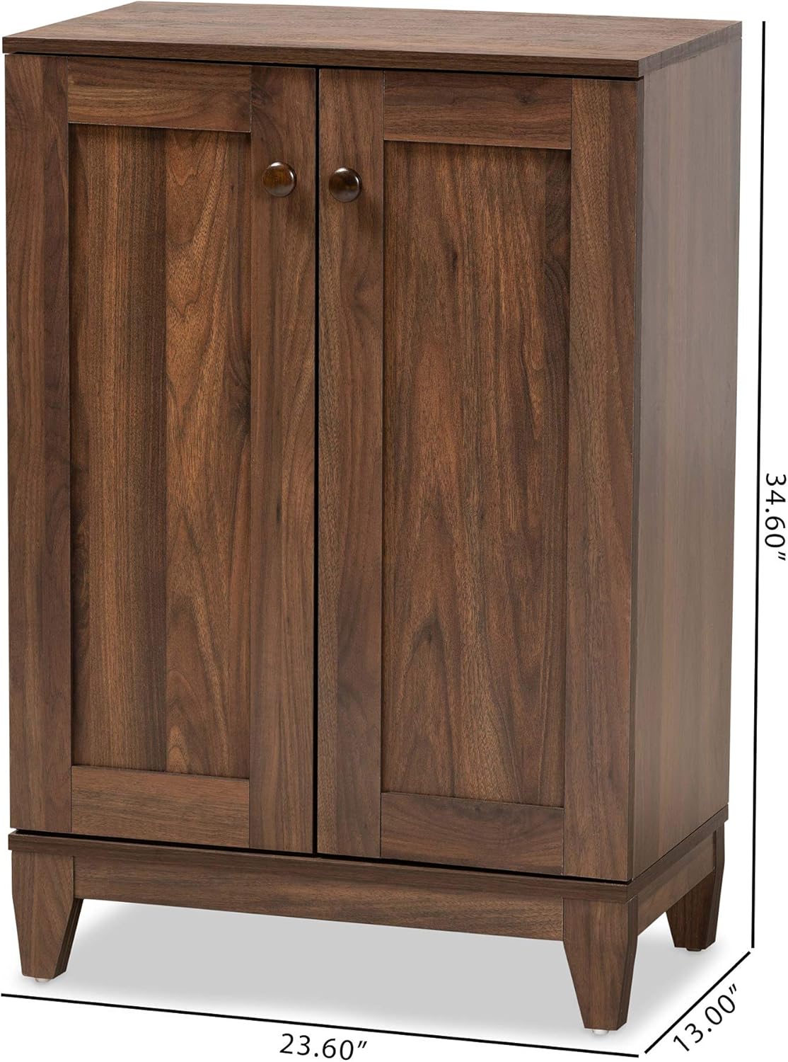 Baxton Studio Nissa Modern and Contemporary Walnut Brown Finished Wood 2-Door Shoe Storage Cabinet