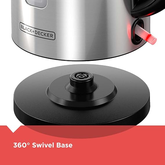 BLACK+DECKER 1.7L Cordless Kettle, Silver, KE2000SD