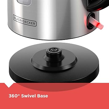 BLACK+DECKER 1.7L Cordless Kettle, Silver, KE2000SD
