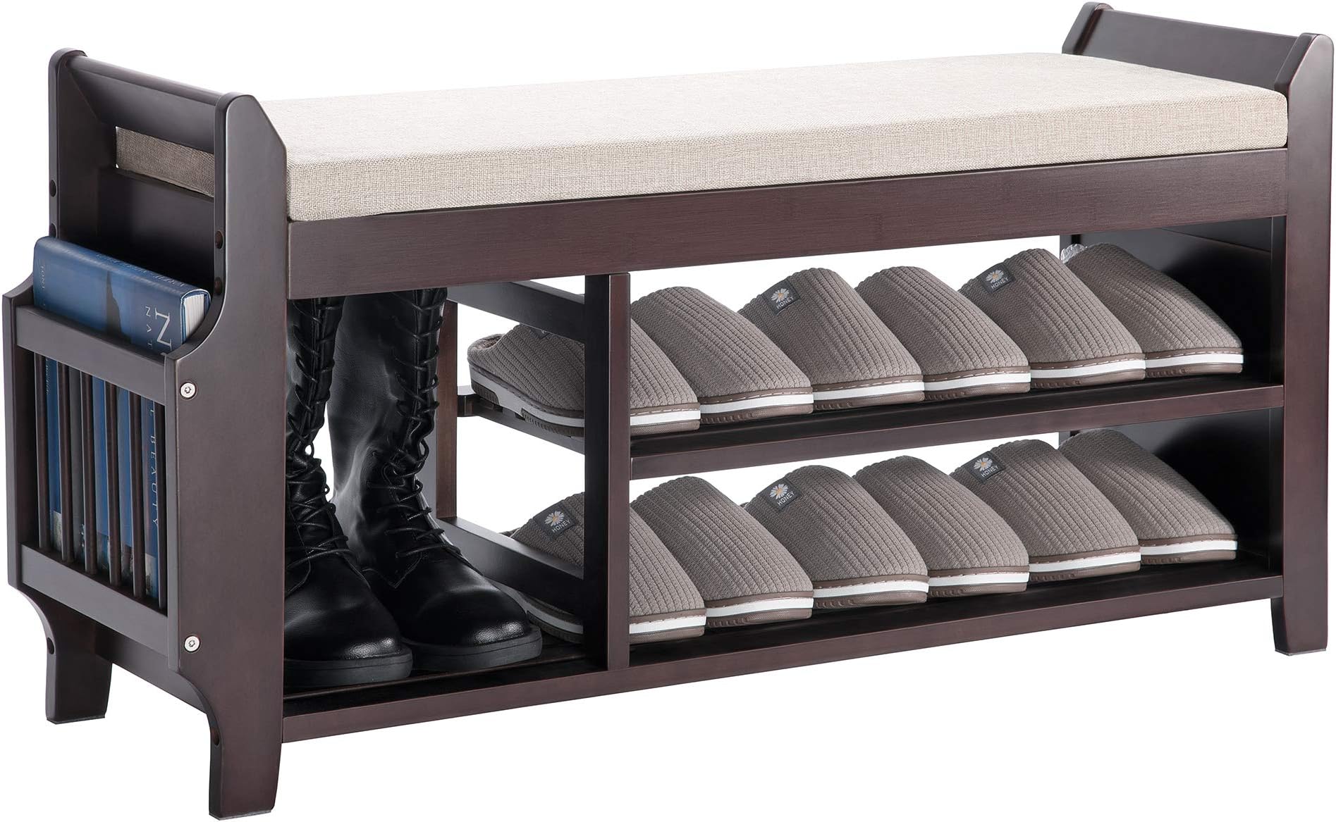 Shoe Rack & Shoe Bench & Boot Organizing & Detachable Cushion Concealed Drawer Perfect for Entryway