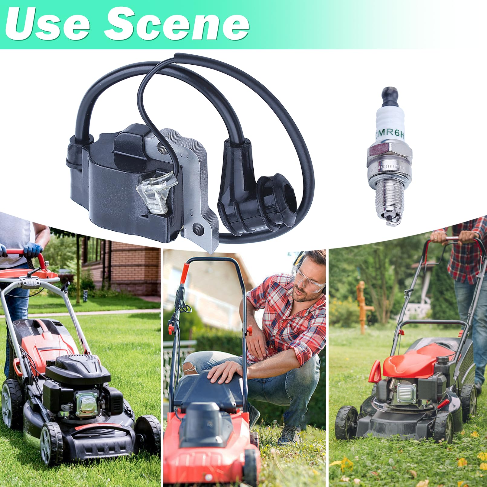 Bobina di Accensione per Honda GX35 UMK435 e Motore di Serie, ADEFOL Modulo Bobina di Accensione con Candela Accessorio per Decespugliatore Motore a 4 Tempi Pezzi di Ricambio