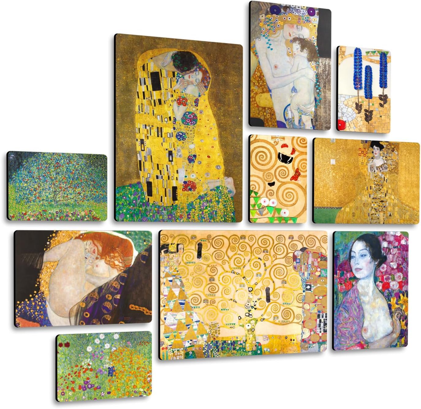 Giallobus Satz von 10 mehrteiligen Gemälden Gustav Klimt MDF-Holz 42x29,7cm 29,7x21cm 21x14,85cm