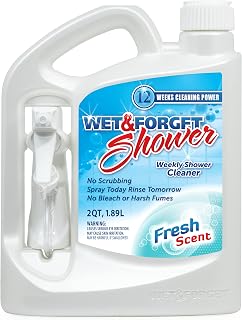Wet & Forget Shower Cleaner Spray - No Scrub Weekly Application, Bleach-Free, Fresh Scent, 64oz for Soap Scum & Mildew