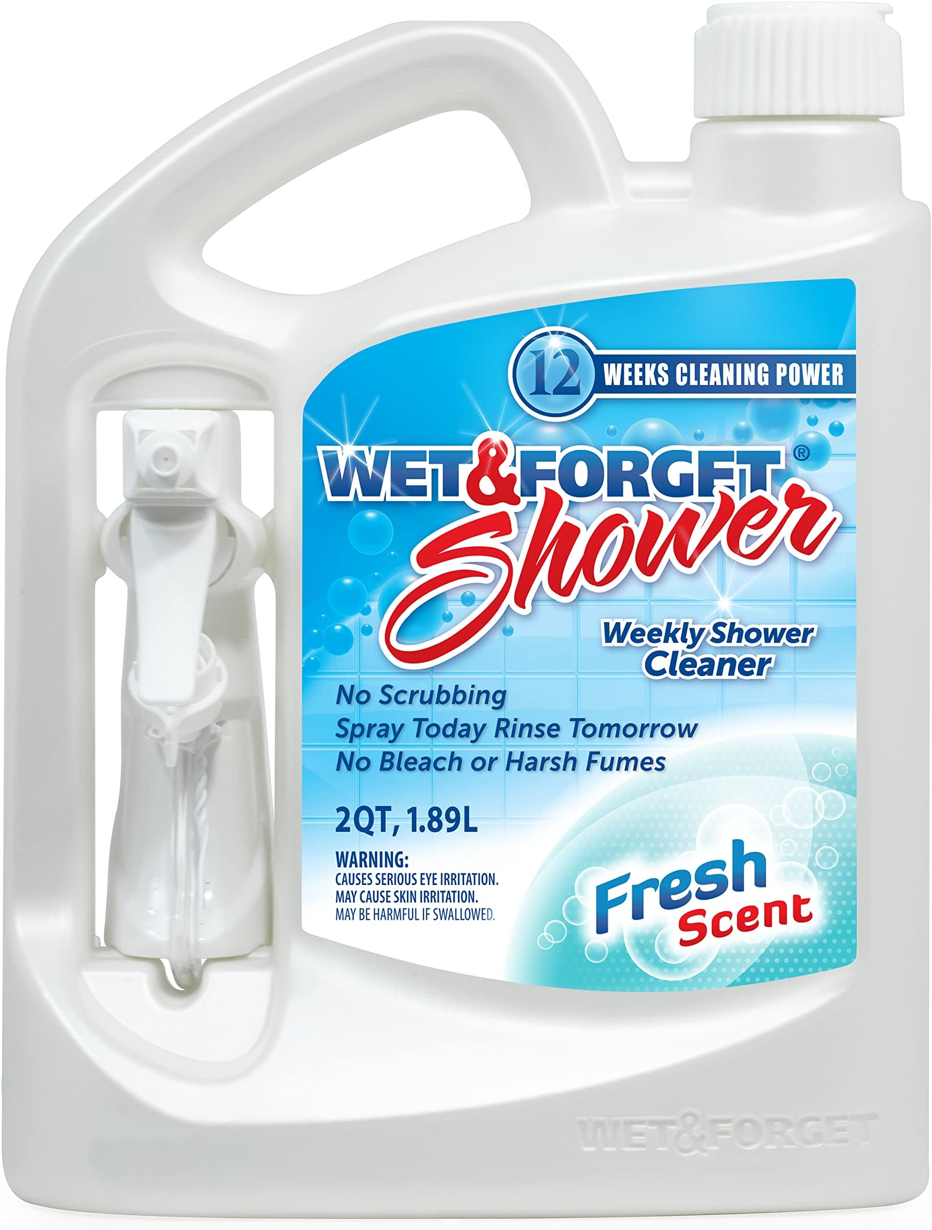 Wet & Forget Shower Cleaner Spray Multi-Surface Weekly Application Requires No Scrubbing, Bleach-Free Formula, Ready to Use, Fresh Scent, 3 Months of Cleaning, 64 Fluid Ounces, 1 Pack