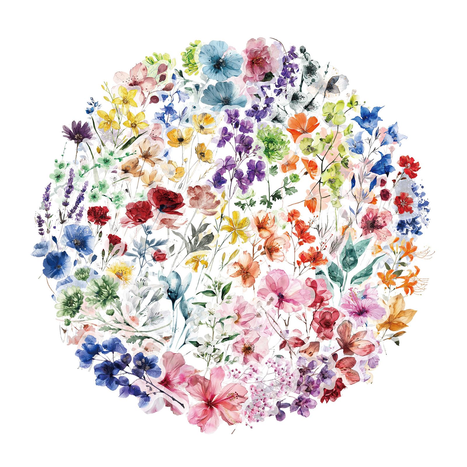 50Counts Flower Plant Sticker Water Resistant Aesthetic Sticker for Art Craft Scrapbooking Journal Phone Guitar Laptop Watercolor Flower