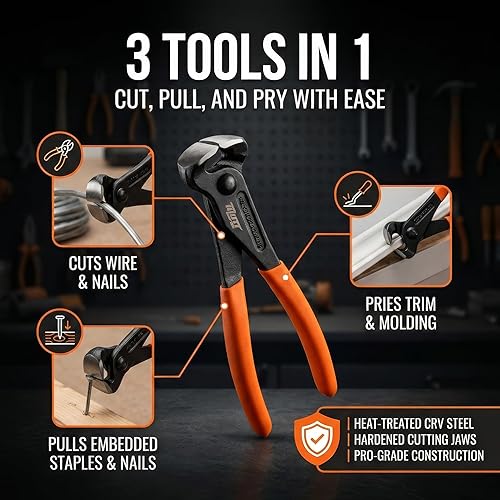 Miniatura 2 de Mutt Tools - Alicates de corte de extremo de 8 pulgadas resistentes - Herramienta de pinzas CRV - Alicates para extractor de uñas, herramienta para