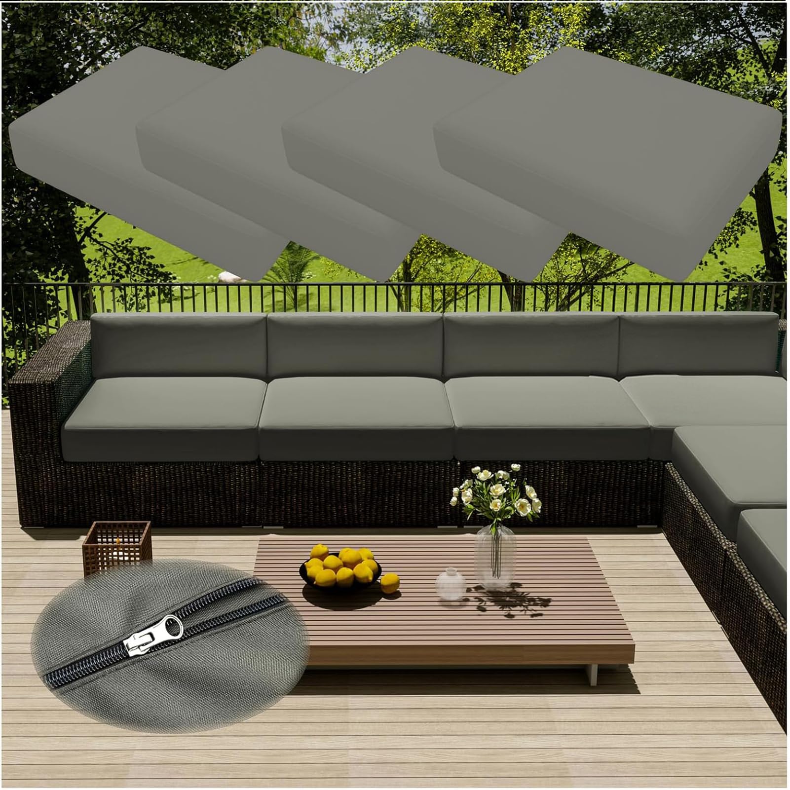 Housse de canapé imperméable contre la pluie pour coussin rotin 33x65