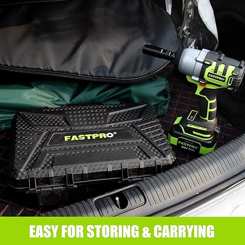 Miniatura 7 de FASTPRO Llave de impacto inalámbrica, pistola de impacto sin escobillas de 12 pulgada (500 N.M) con batería de 4.0 Ah y cargador, incluye 4 enchufes