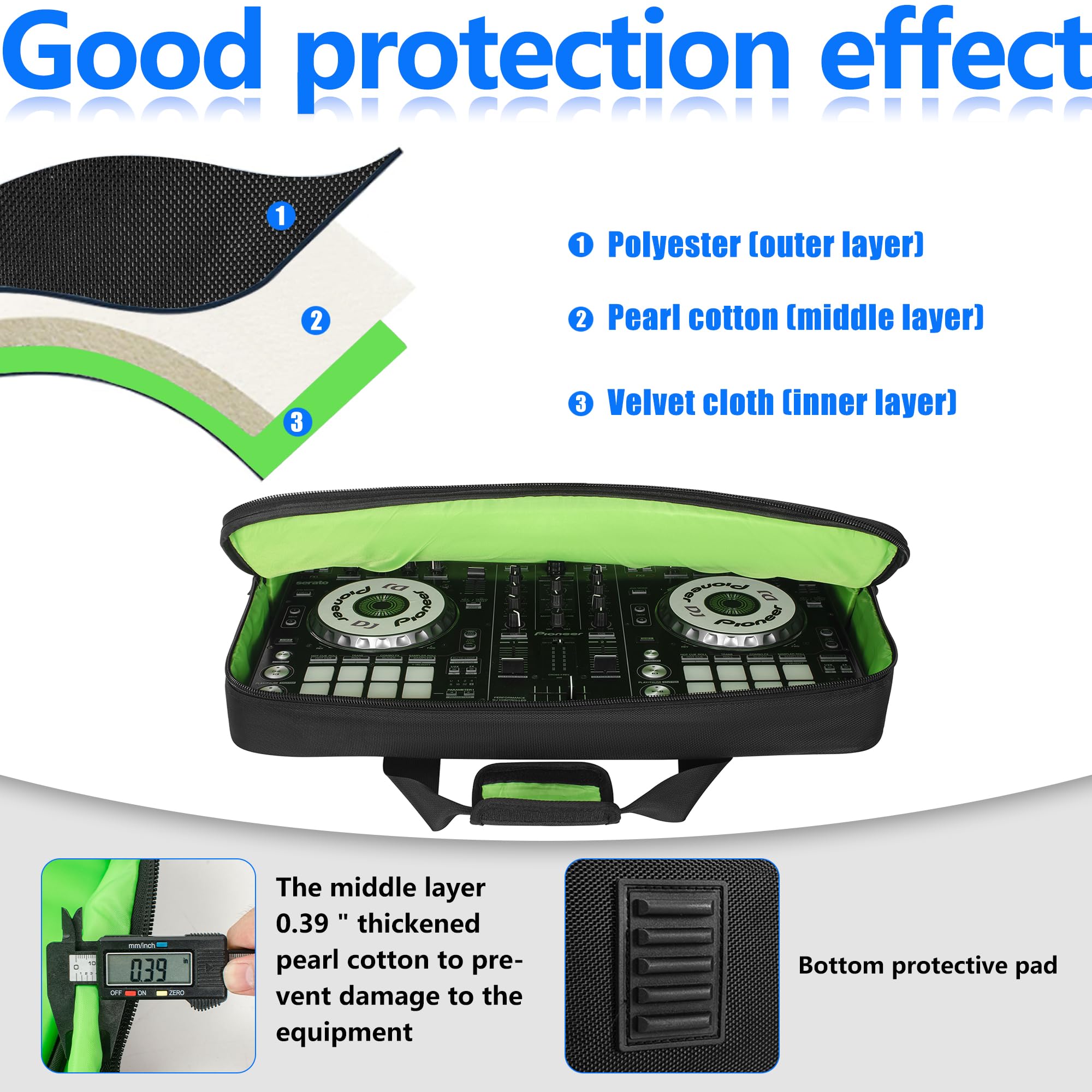 OUUTMEE DJ Controller Carry Bag, DJ Controller Carry Case, DJ Protector Bag with Shoulder Straps - Image 4