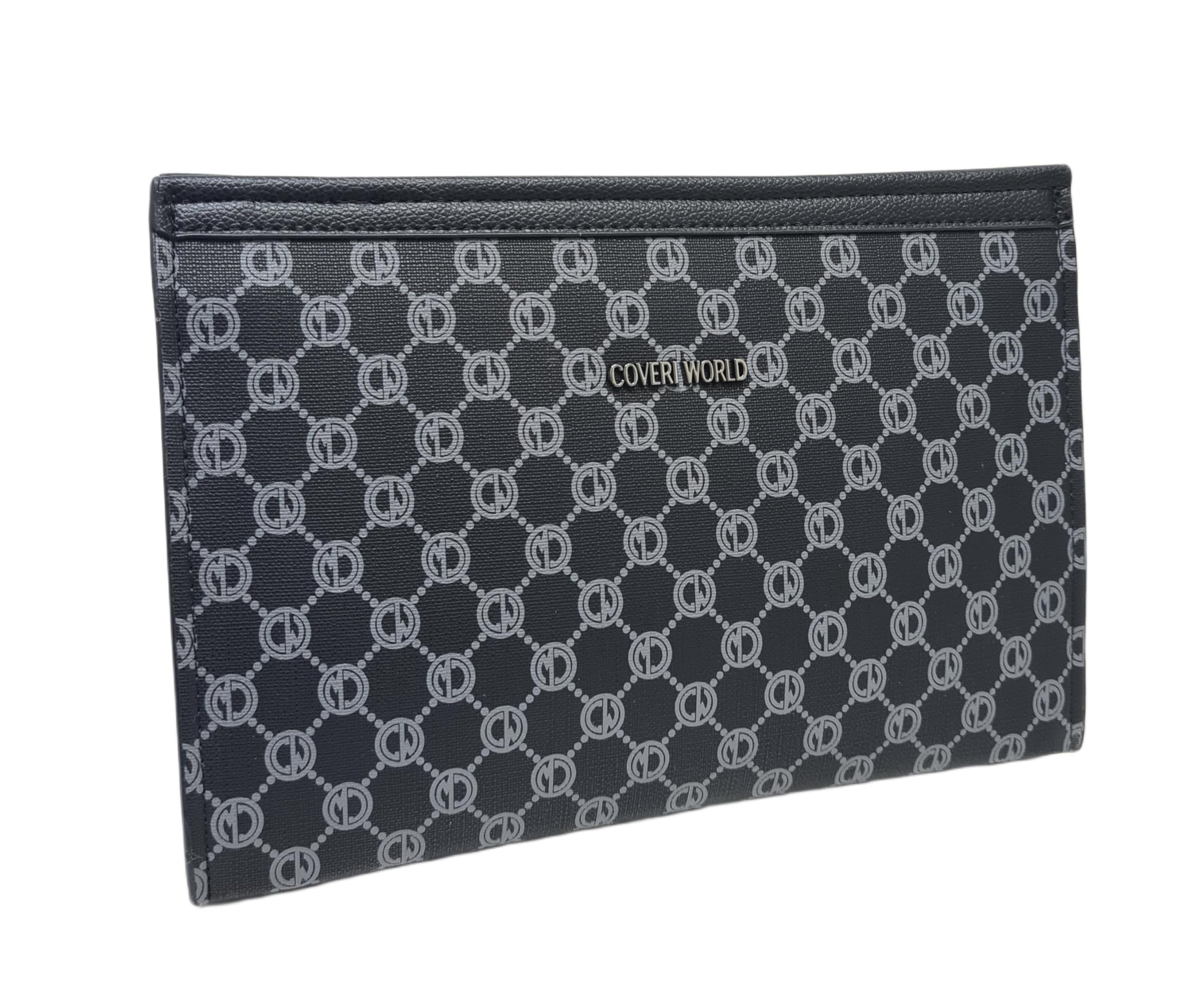 Coveri Borsa Uomo a Mano Grande, Dimensioni 29x20x4,5 cm, Sottobraccio con Manico Rimovibile, Design Monogramma, Art. 4760 Colore Nero