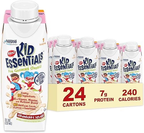 BOOST Kid Essentials 1.0, Strawberry Splash Caja de cartón de 24 x 8 fl oz