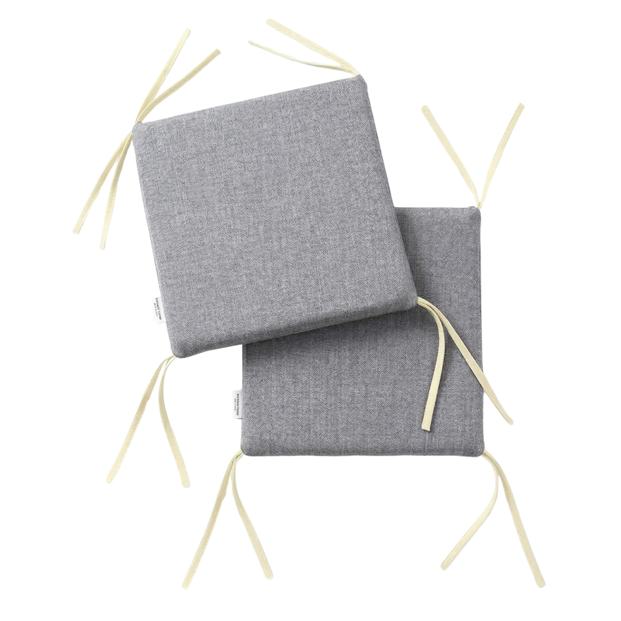 PIND Pack 2 Cojines Cuadrados para Silla 30x30x3,5 cm con Relleno de Espuma, con Cintas de Sujeción, Funda Efecto Lino Algodón y PES, Cojín para Taburetes, Comedor y Terraza