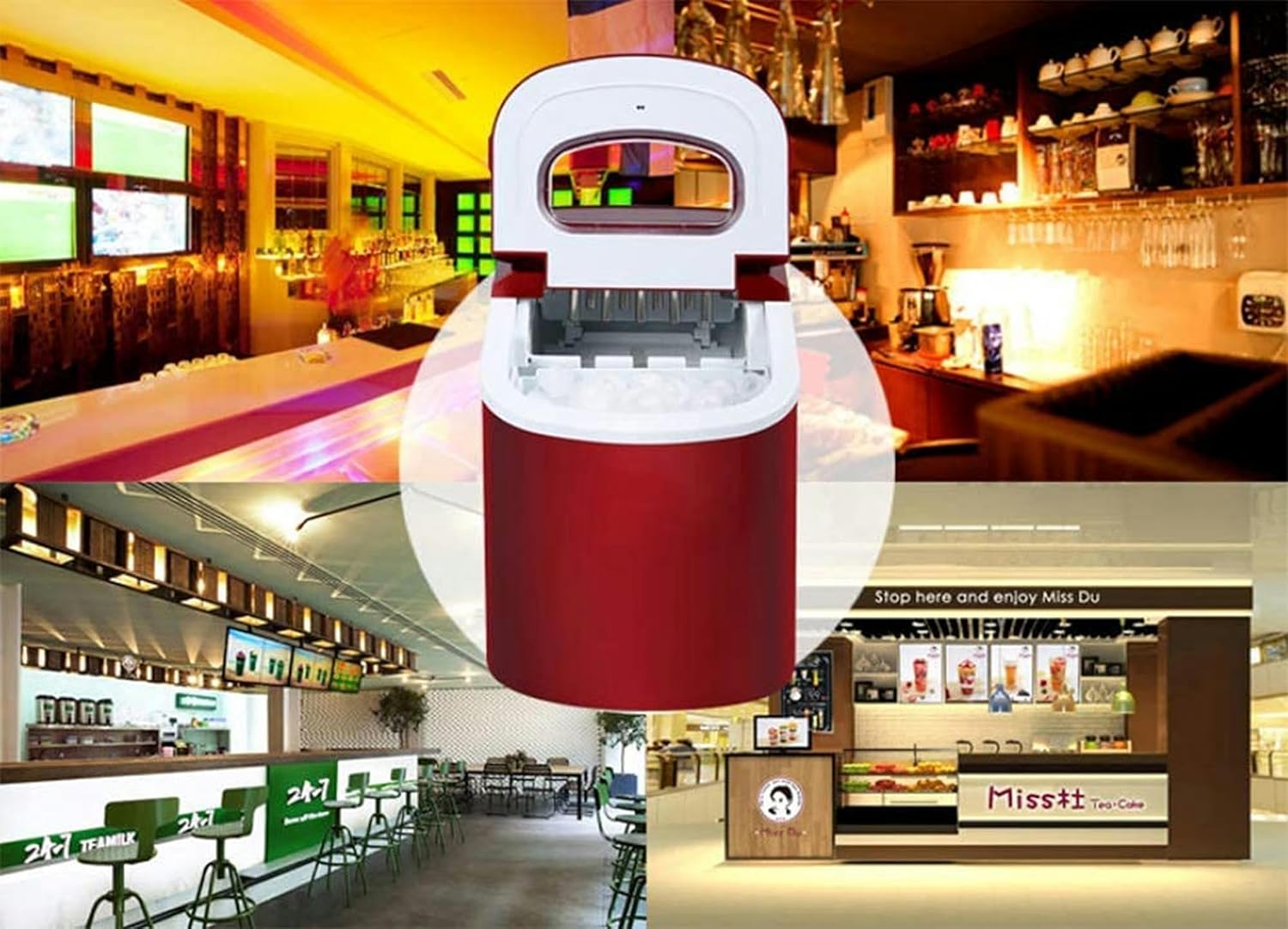 Ice Maker Machine, Portable Counter Top Electric Ice Machine, Silent & Easy Operation, 15Kg Ice in 24 Hours, 2.2 L Tank, Including Scoop and Removable-1pc