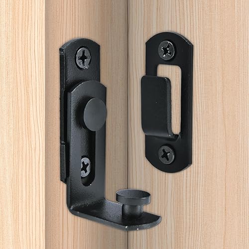 Miniatura 4 de Cerradura de puerta de 90 grados Cerradura de puerta de granero para puertas y ventanas Pestillo de puerta (1 negro)