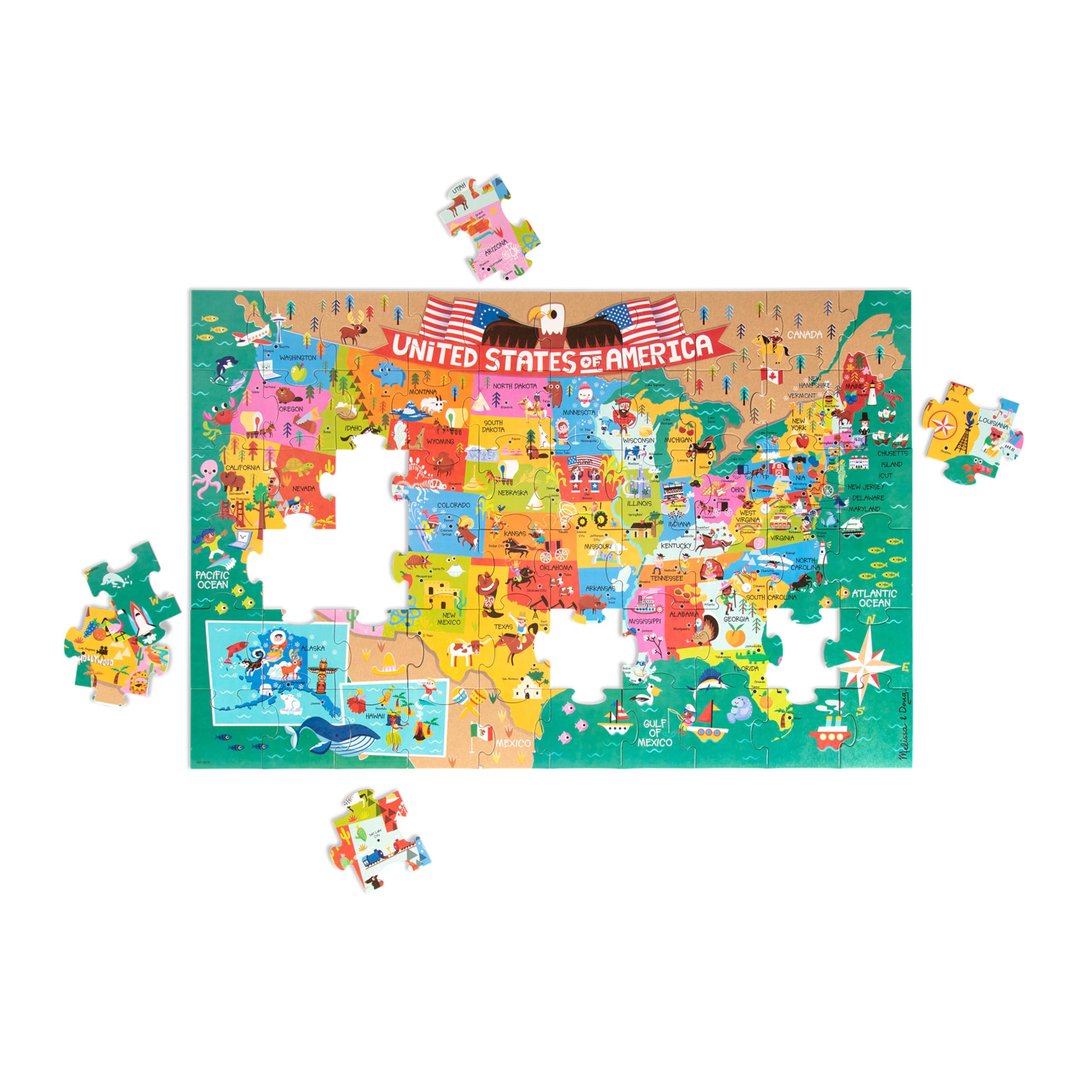 Melissa & Doug Natural Play Giant Floor Puzzle: America The Beautiful (60 Pieces)