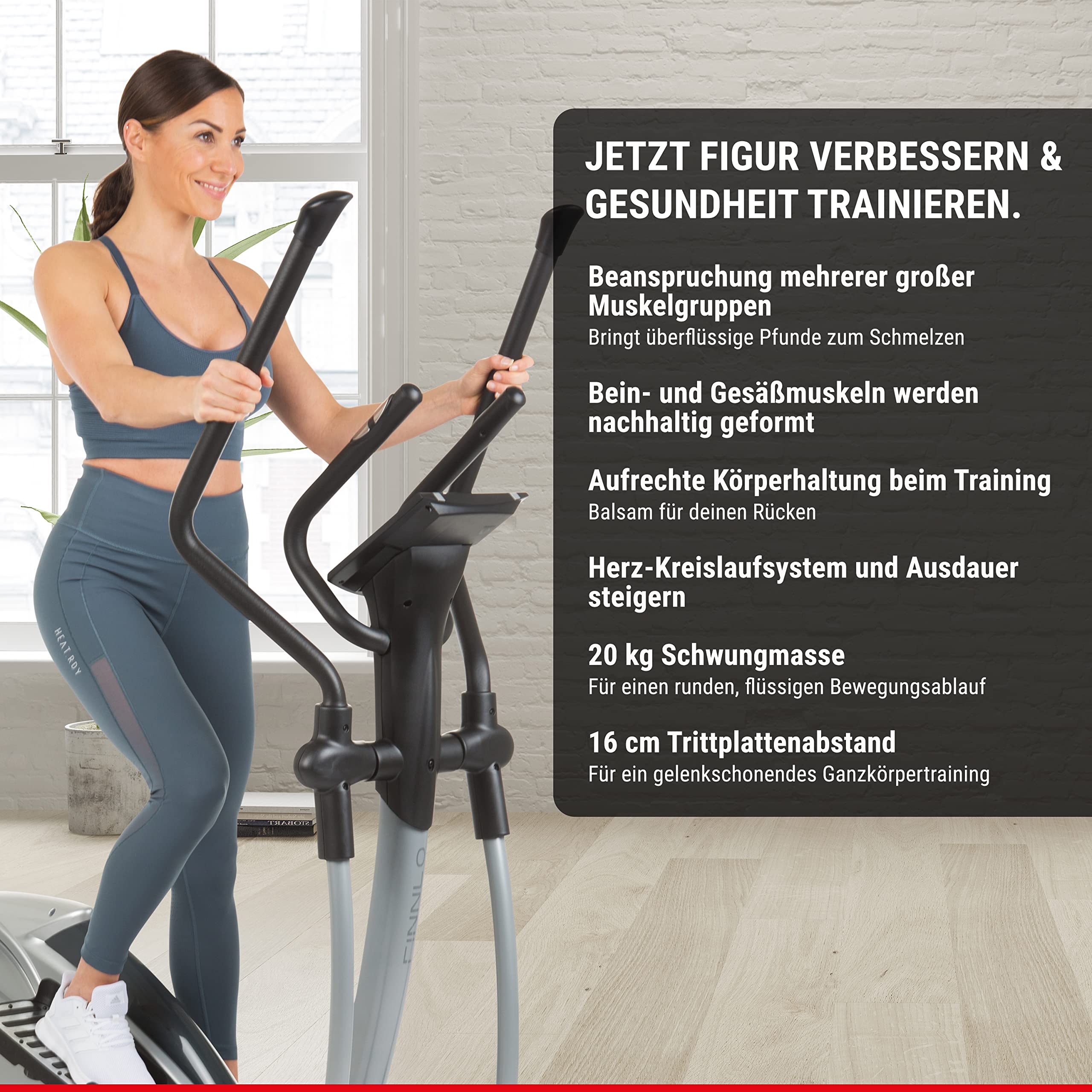 Finnlo Loxon Crosstrainer Silber Anthrazit 148 x 58 x 158 cm
