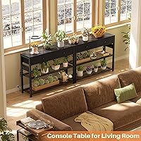 Vista 8 de Ecoprsio Entryway Table with Outlets and USB Ports, Console Table with 2 Drawers, Small Sofa Table with Storage Shelves for Living Room, Couch, Negro