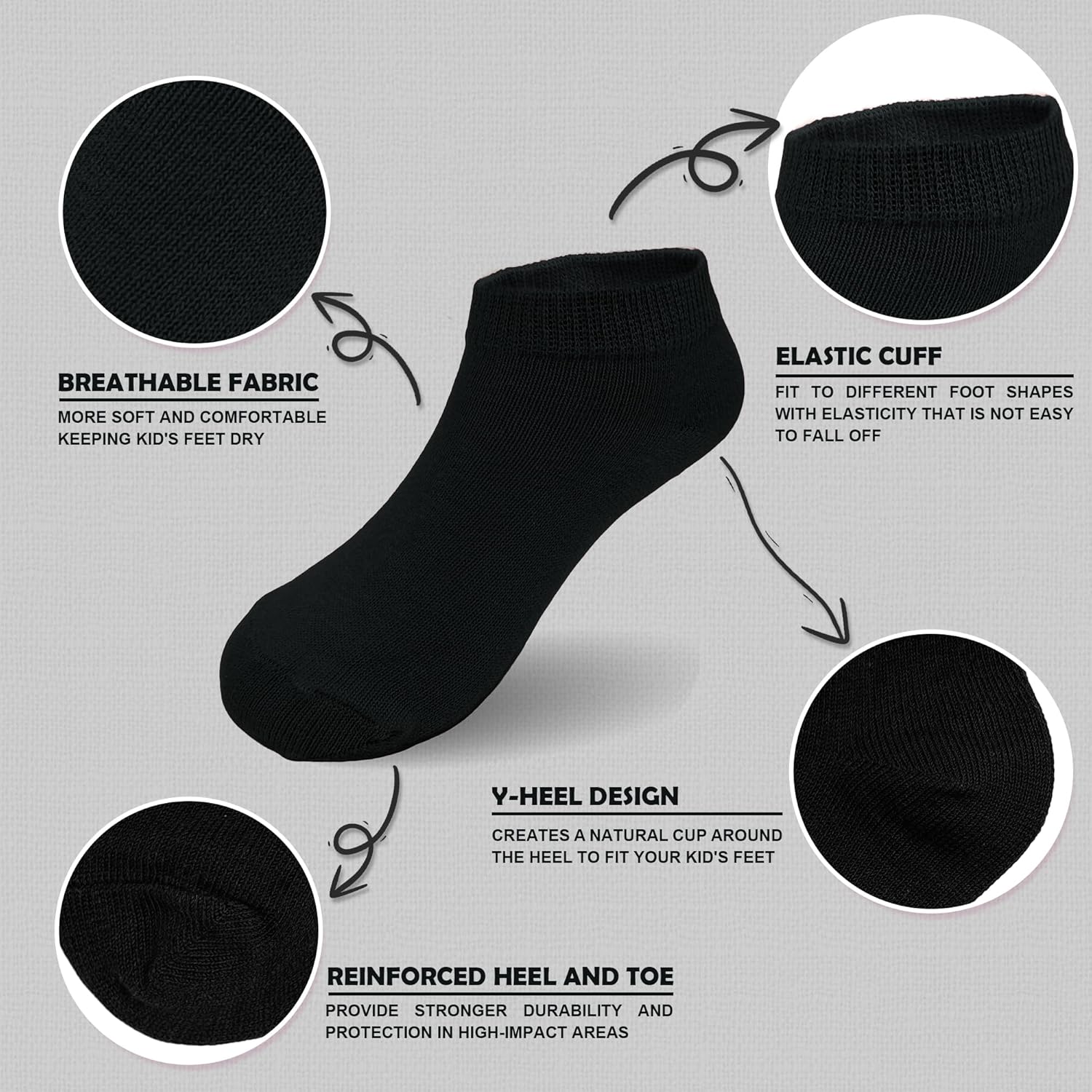 7 Pairs Kids Socks for Boys Girls Low Cut Athletic Ankle Cotton No Show Socks