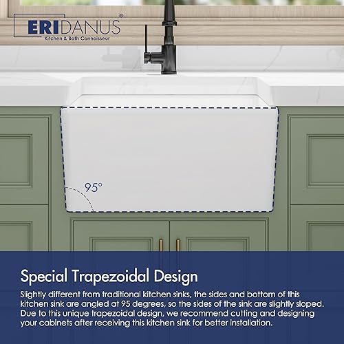 Miniatura 5 de Eridanus Fregadero de cocina de 21 pulgadas, fregadero de granja utilitaria, fregadero de preparación y bar, fregadero de lavandería, 20-78 pulgadas