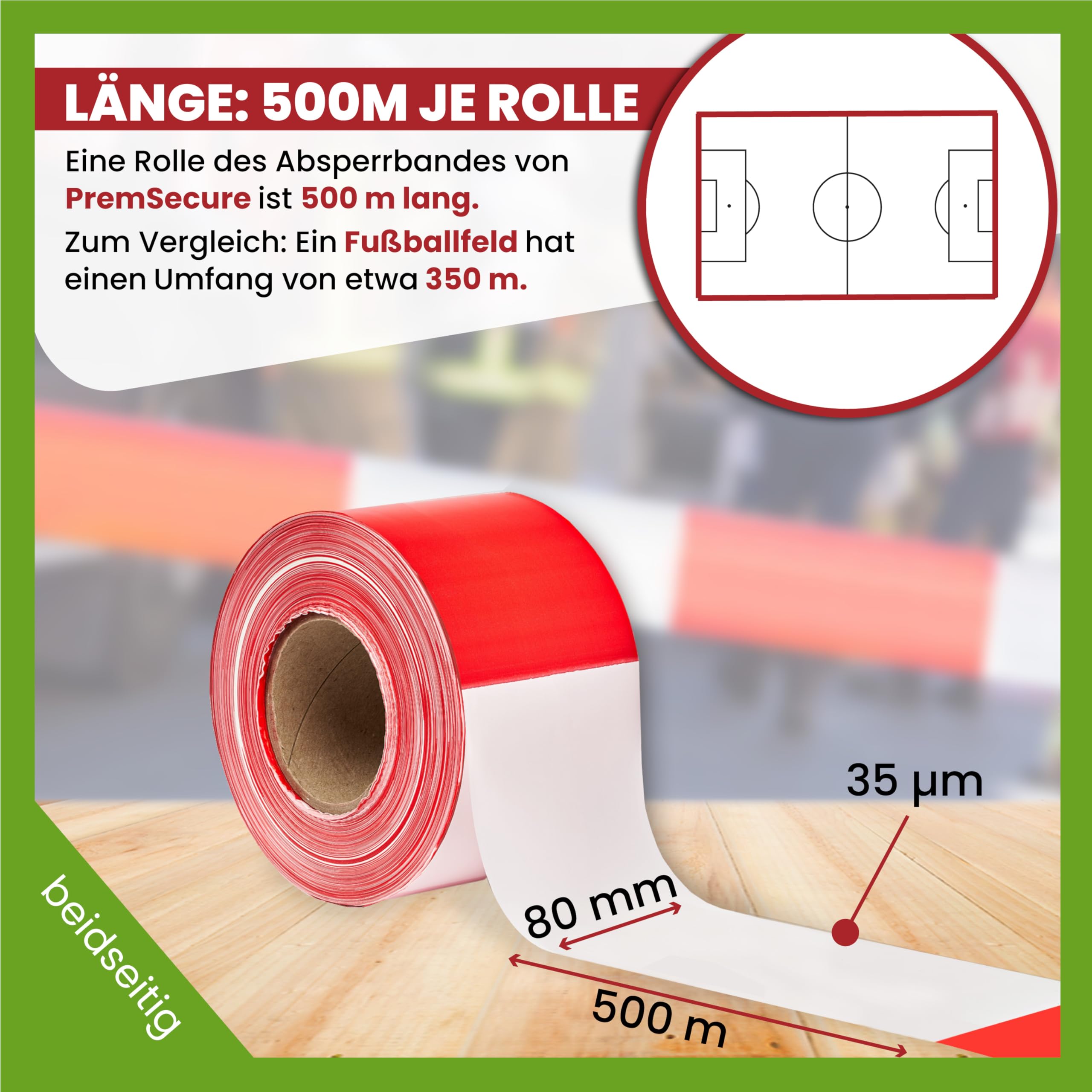 Nastro Segnaletico Rosso/Bianco 48mm X 100m - Per Zone Pericolose, Polietilene Non Adesivo - Foto 11