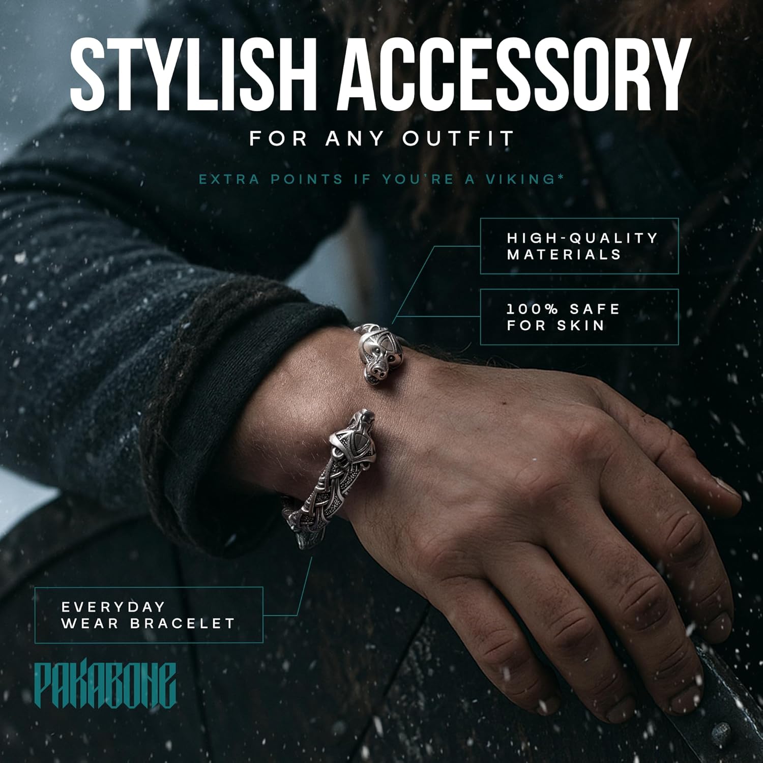 Viking Bracelet Berserker - Nordic Metal Adjustable Arm Ring with Bears - Scandinavian Design - Norse Jewelry Cuff for Men Women - Fathers Day Gift