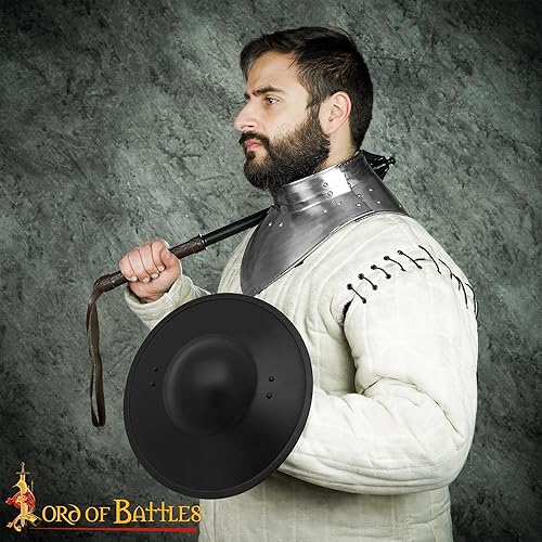 Miniatura 5 de Lord of Battles Escudo de acero medieval tardío de arqueros de combate Escudo Buckler Escudo medieval hecho a mano