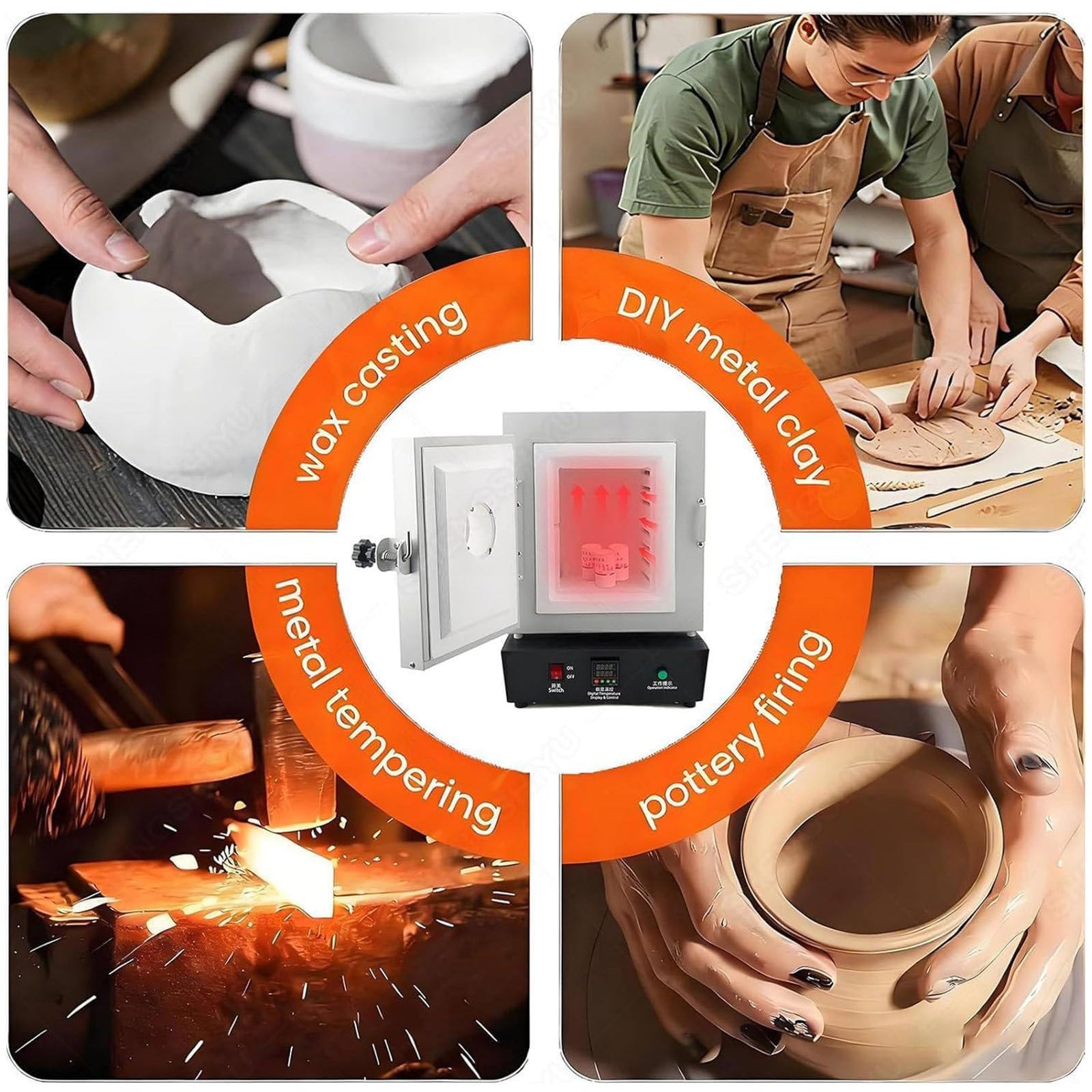 Forno a Muffola Chiuso da Laboratorio 1150℃ 1500W,Forno Elettrico ad Alta Temperatura con e Finestra di Osservazione,per Sinterizzazione,Tempra Metalli e Lavori in Ceramica