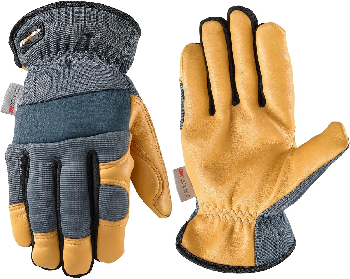 Wells Lamont Men's Winter ComfortHyde Thinsulate Leather Work Glove, XLarge | ComfortHyde Leather, 3M Thinsulate, Grain Leather, Reinforced Fingertips, Spandex Back, Shirred Elastic Wrist