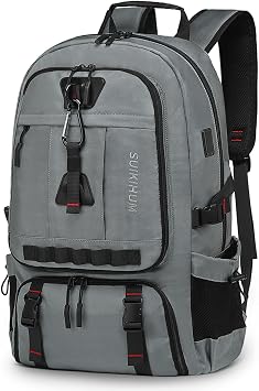 Travel Backpack 45L TSA Carry on Laptop Bag Fits 18.4 Inch Grey | Water Resistant Backpack for Men Women with Shoe Compartment & Wet/Dry Separation for Commute, Work, Outdoor, Hiking, Camping
