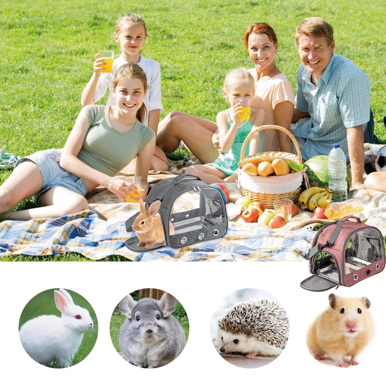 Jaula De Viaje para Pájaros con Percha Y Bandeja, Bolsa De Transporte para Pájaros, Transportador Portátil para, Bolsa De Viaje para Loros, para Periquitos y Loros Pequeños, Rosa