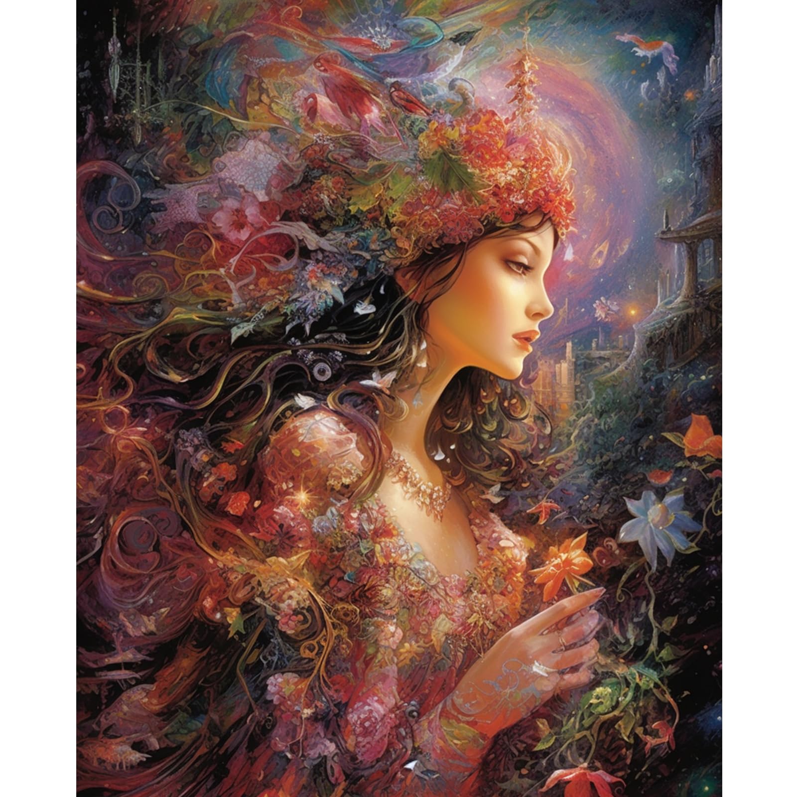 Tucocoo DIY Paint by Numbers Kits 16x20 inch Canvas Girl Digital Oil Painting for Adults with Brushes and Acrylic Pigment - Unique Beautiful Fairy Woman for Home Wall Decor Gifts (Without Frame)