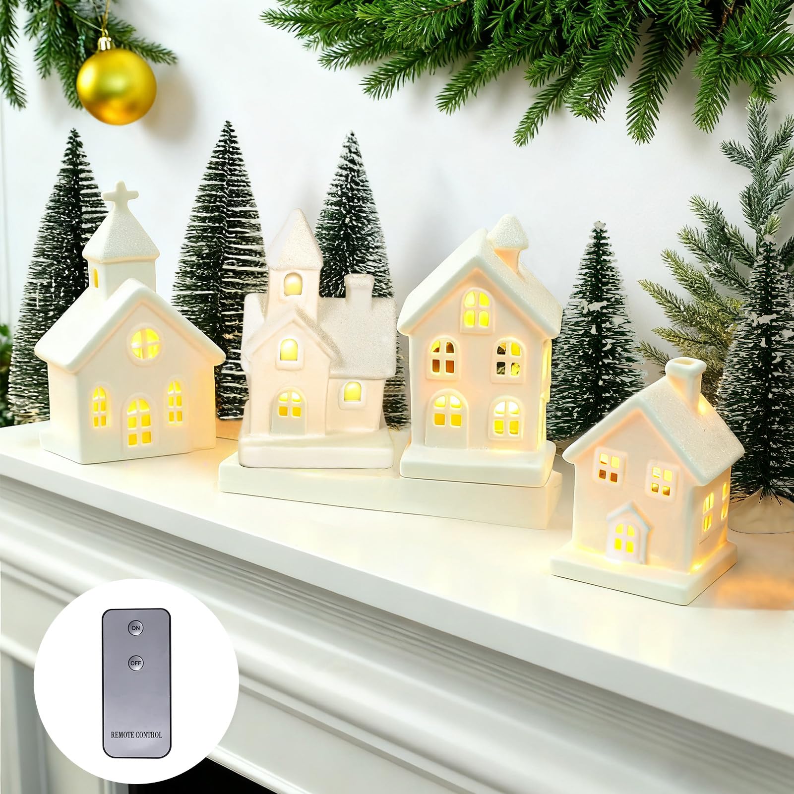 Amazon.com: ZTL 9 Pcs Ceramic Christmas Village Set - 4 LED