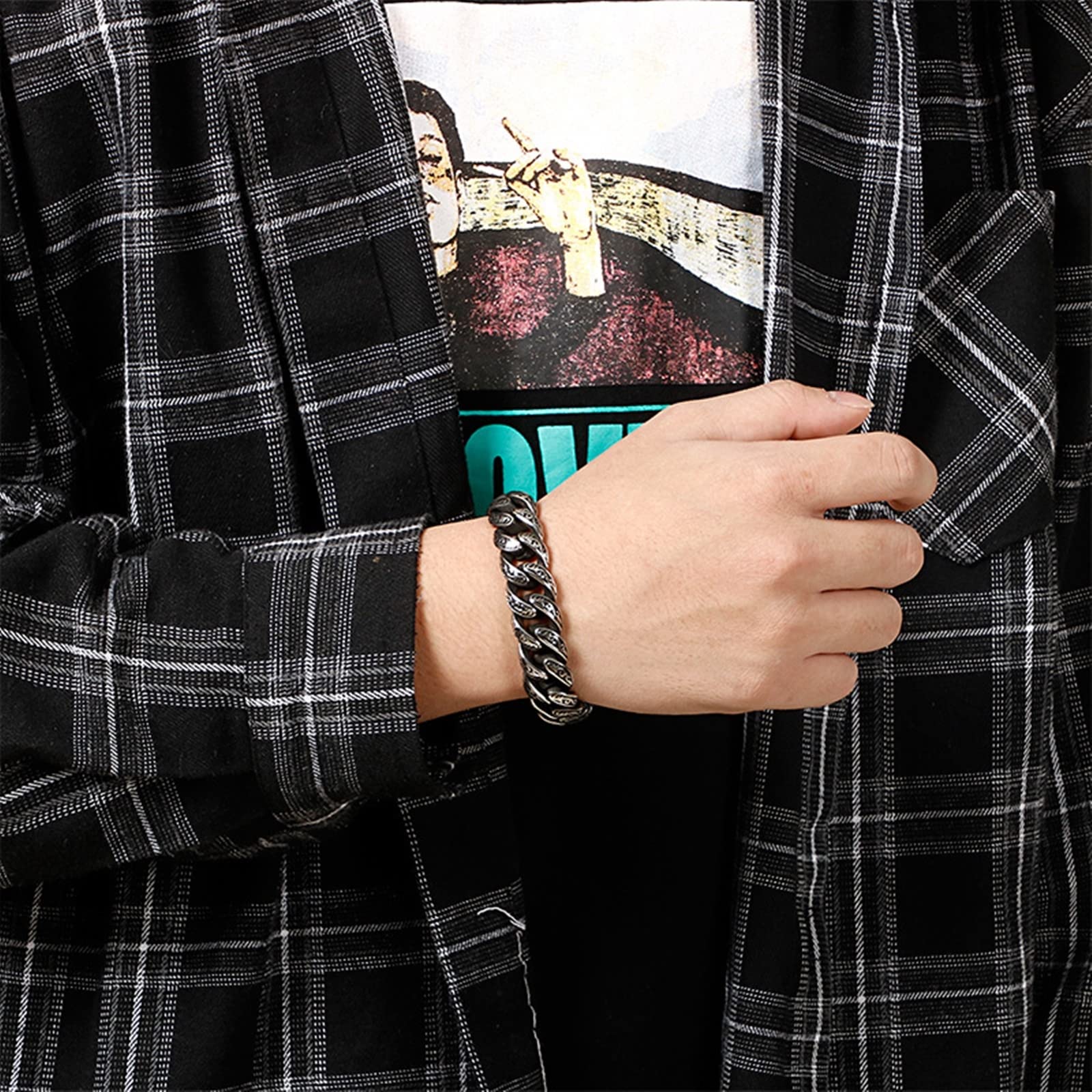 Herren Armkette Herren in Edelstahl, Glieder Link Personalisiertes Armband als Geschenk für Herren, Freunde und Familie