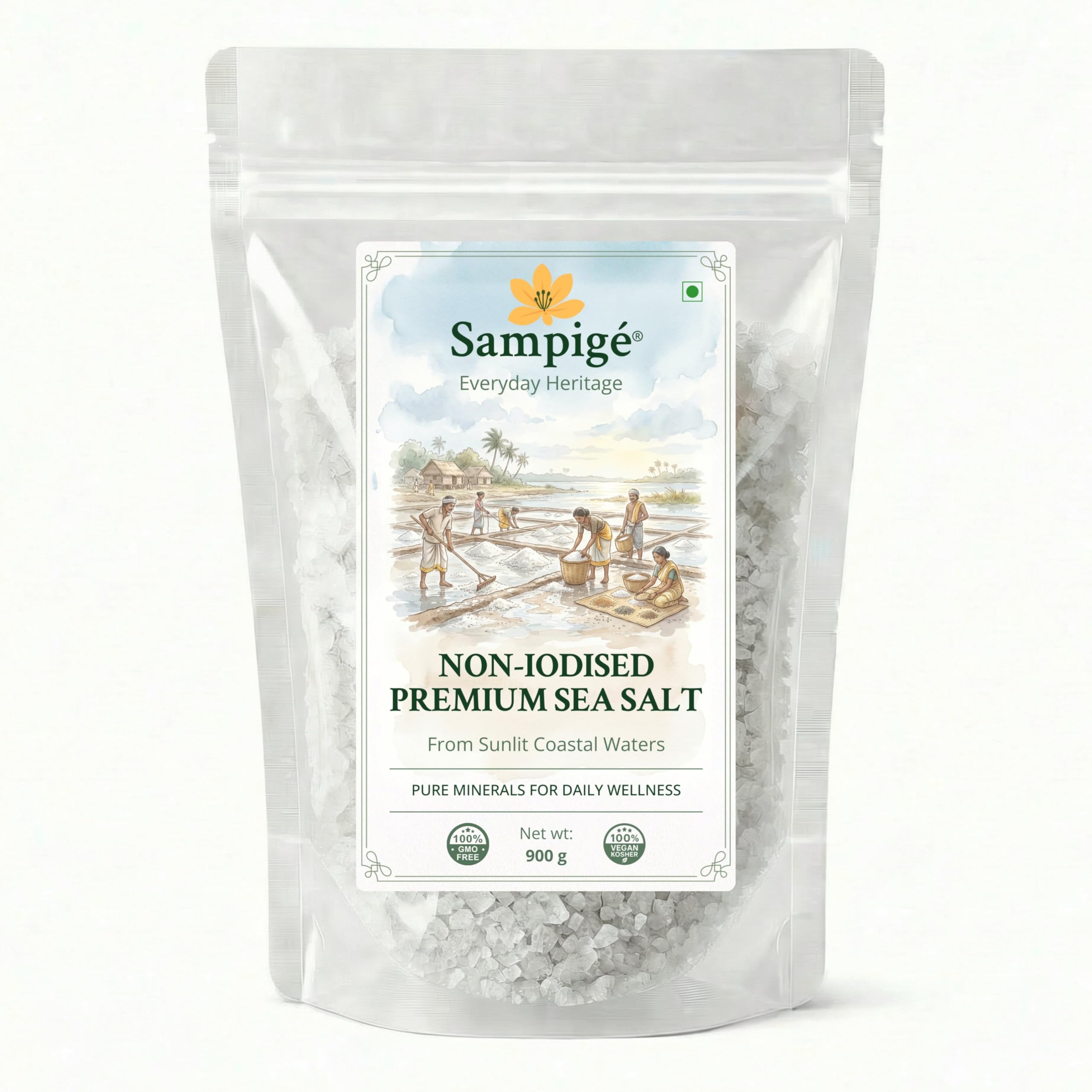 Non-Iodised Premium Sea Salt (1.9 kg) | Fine Ground Unrefined Sea Salt | Hand-Harvested Chemical Free Salt for Cooking