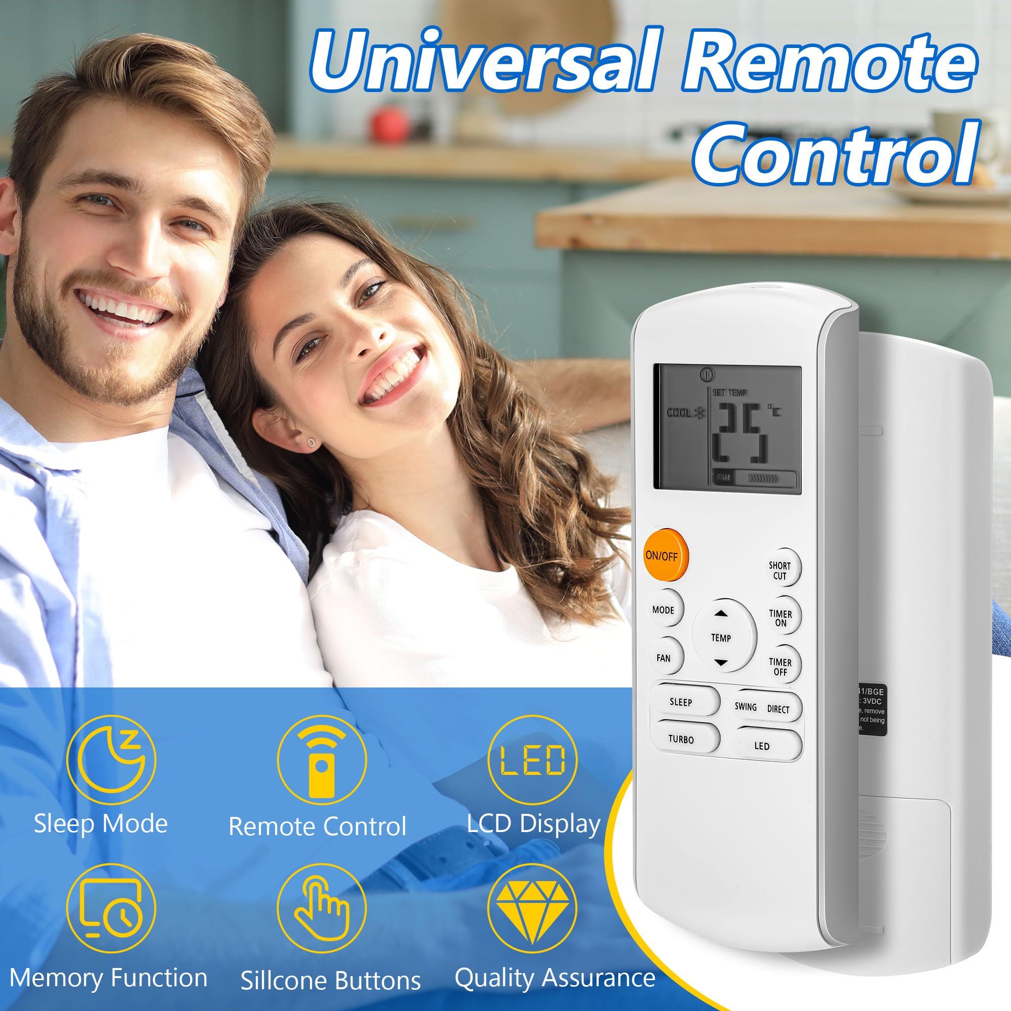 Mando a distancia de repuesto inteligente compatible con aire acondicionado Midea RG57/BGE Ac, incluye 2 pilas AAA, piezas de aire acondicionado portátiles 2