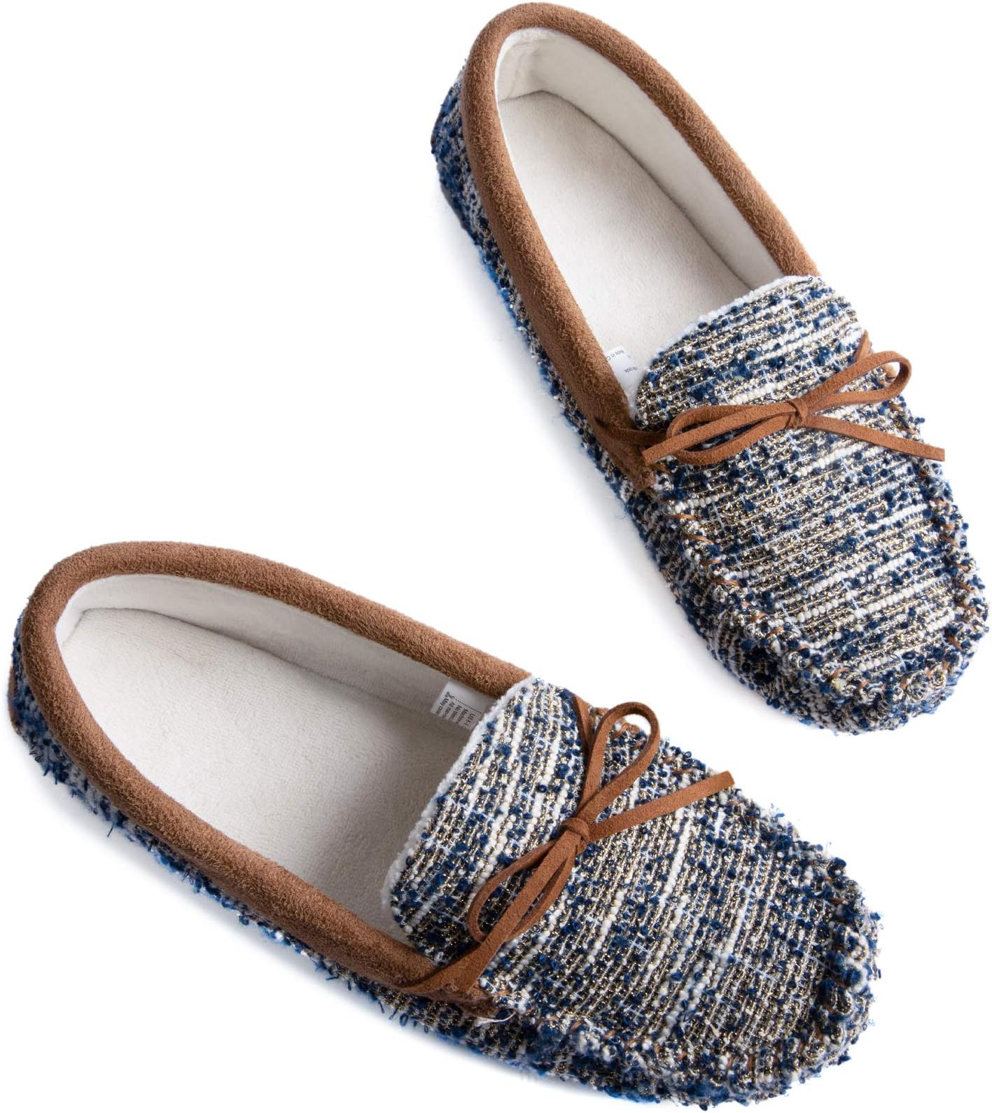 Zizor Women's Moccasin Indoor Slippers with Lacing, Ladies Closed Back House Shoes
