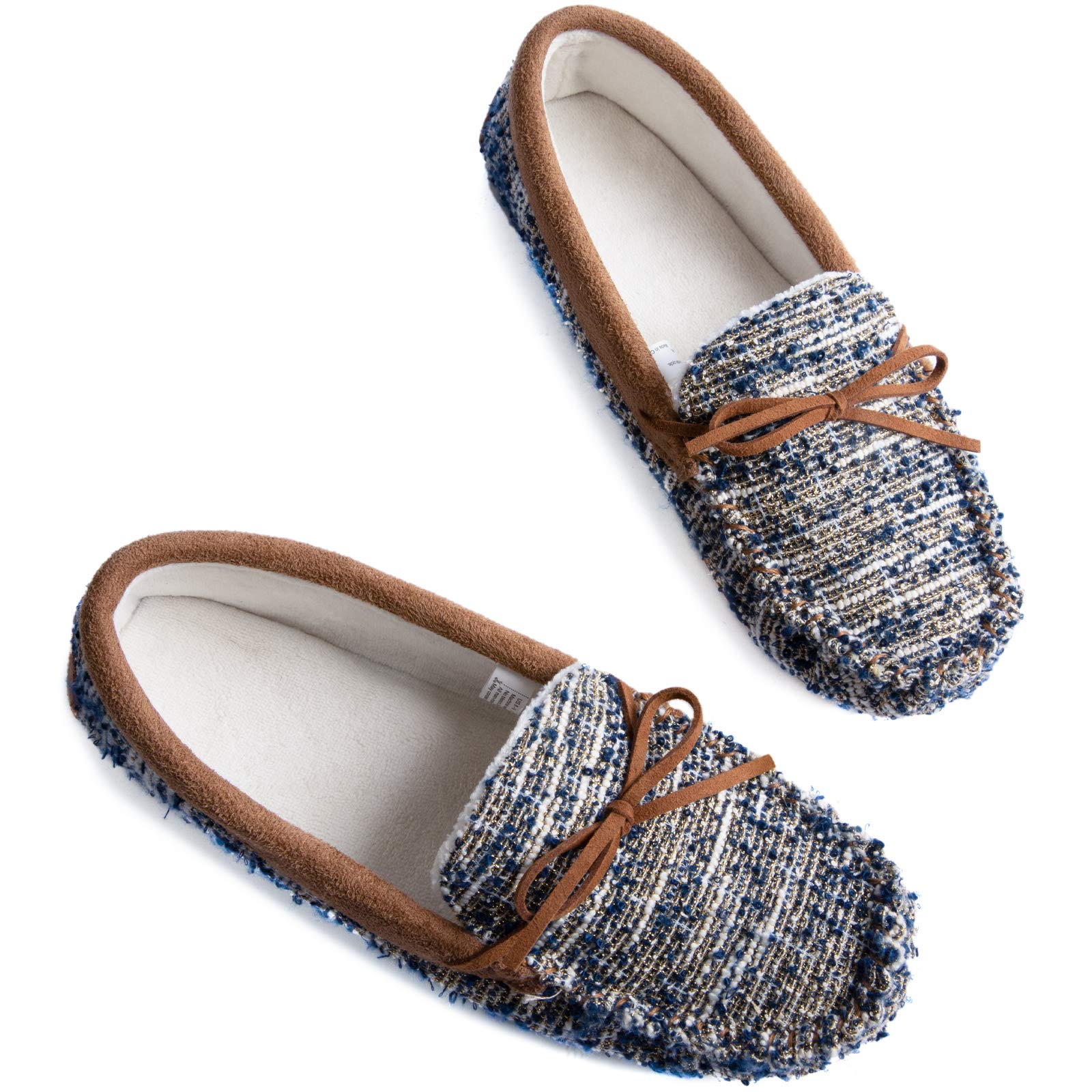 Zizor Women's Moccasin Indoor Slippers with Lacing, Ladies Closed Back House Shoes