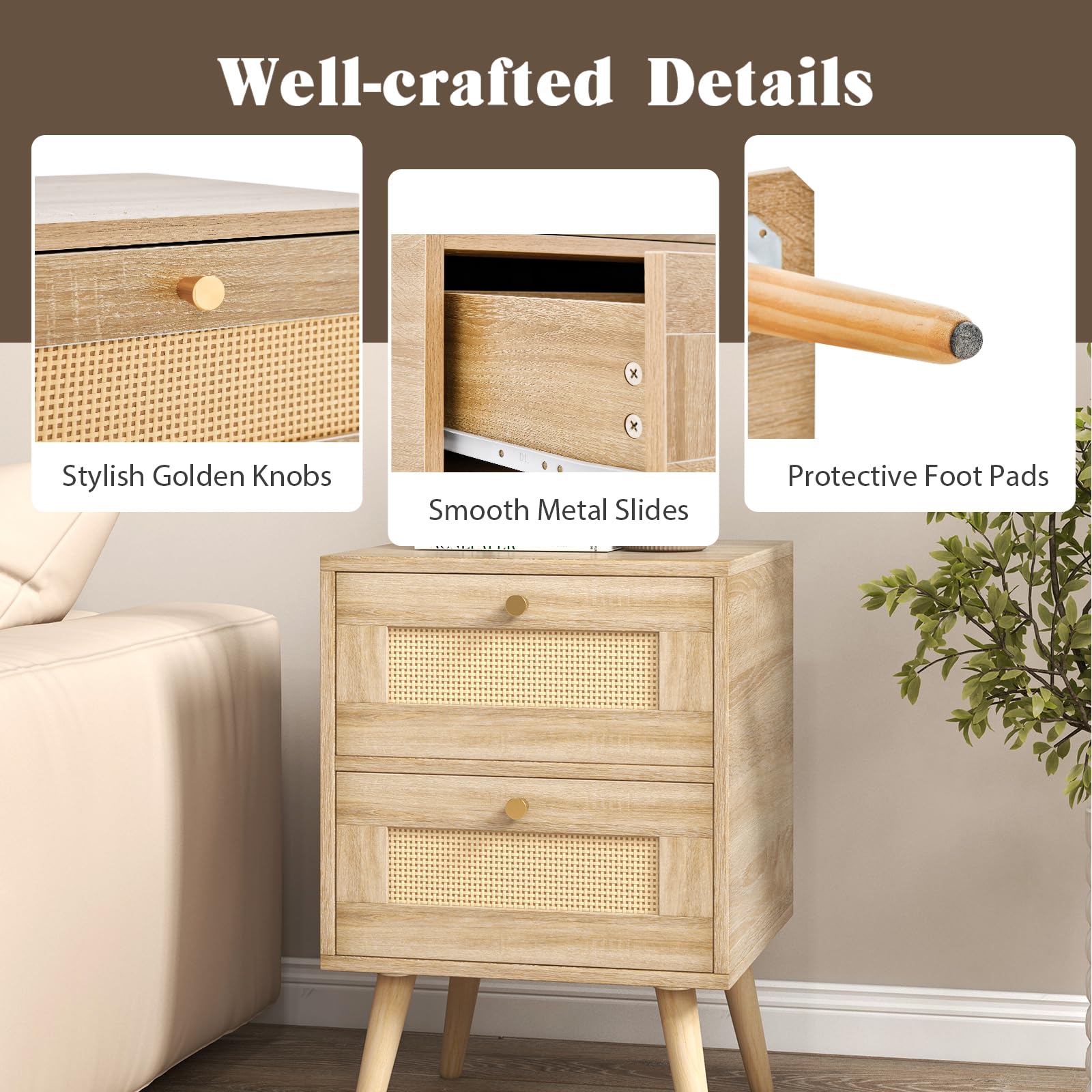 WOOOD smalle bijzettafel Kioni - Acacia Hout - Zwart - 58x30x30 cm