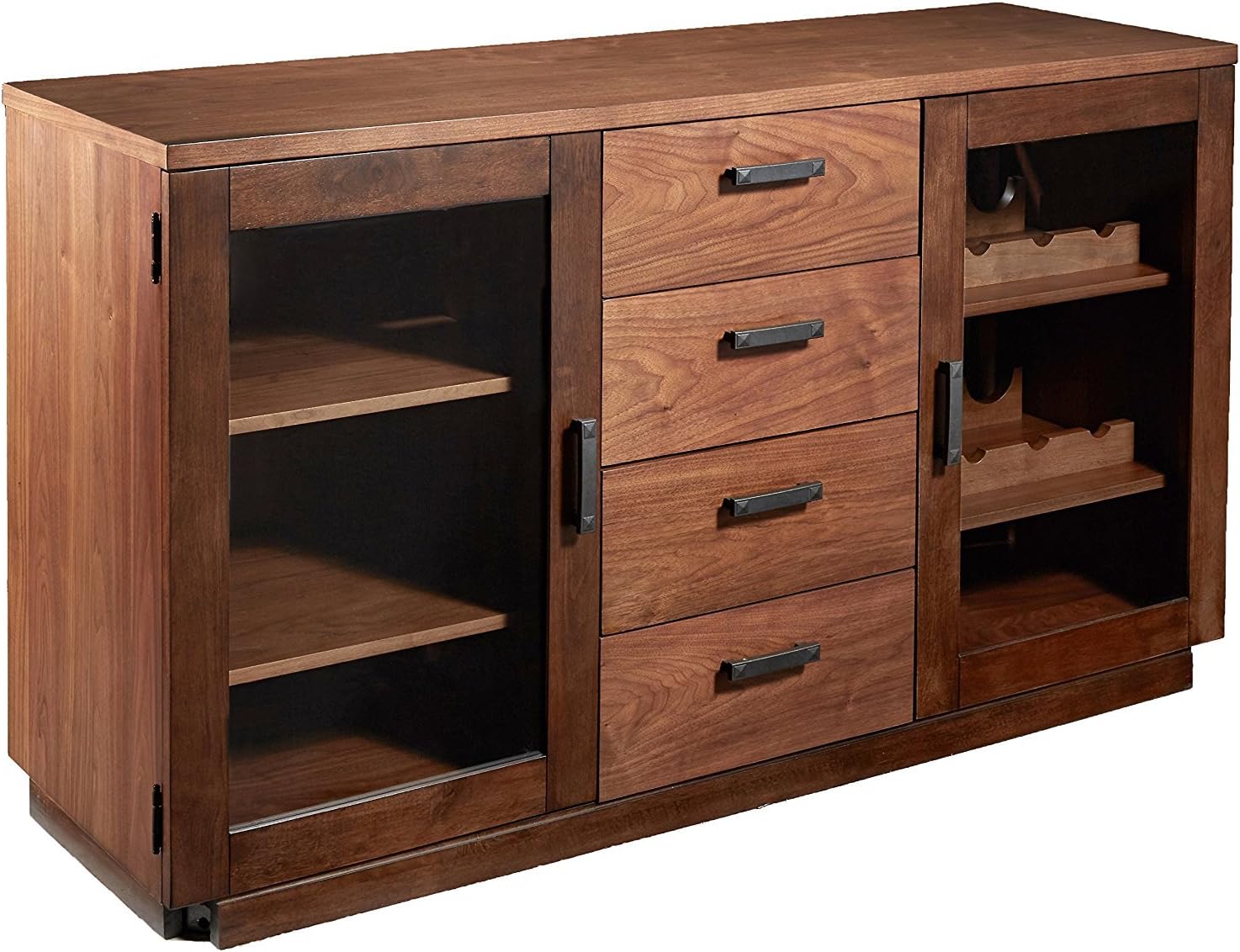 NauticalMart Wooden Storage Sideboard Cabinet Food & Wine Estate Collection Server, Dark Chocolate/Walnut